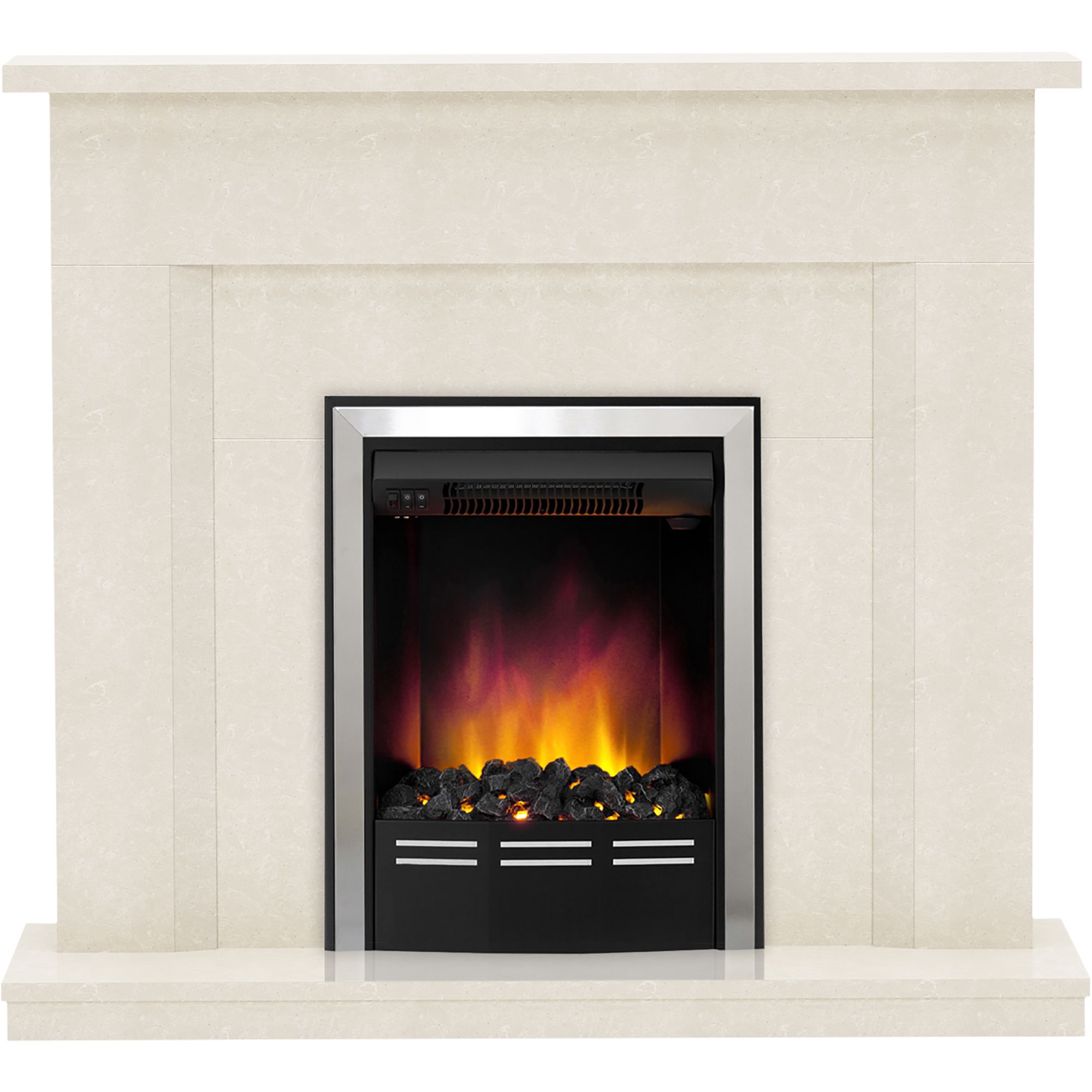 Be Modern Mariano Manila Micro Marble Chrome effect Electric Fire suite
