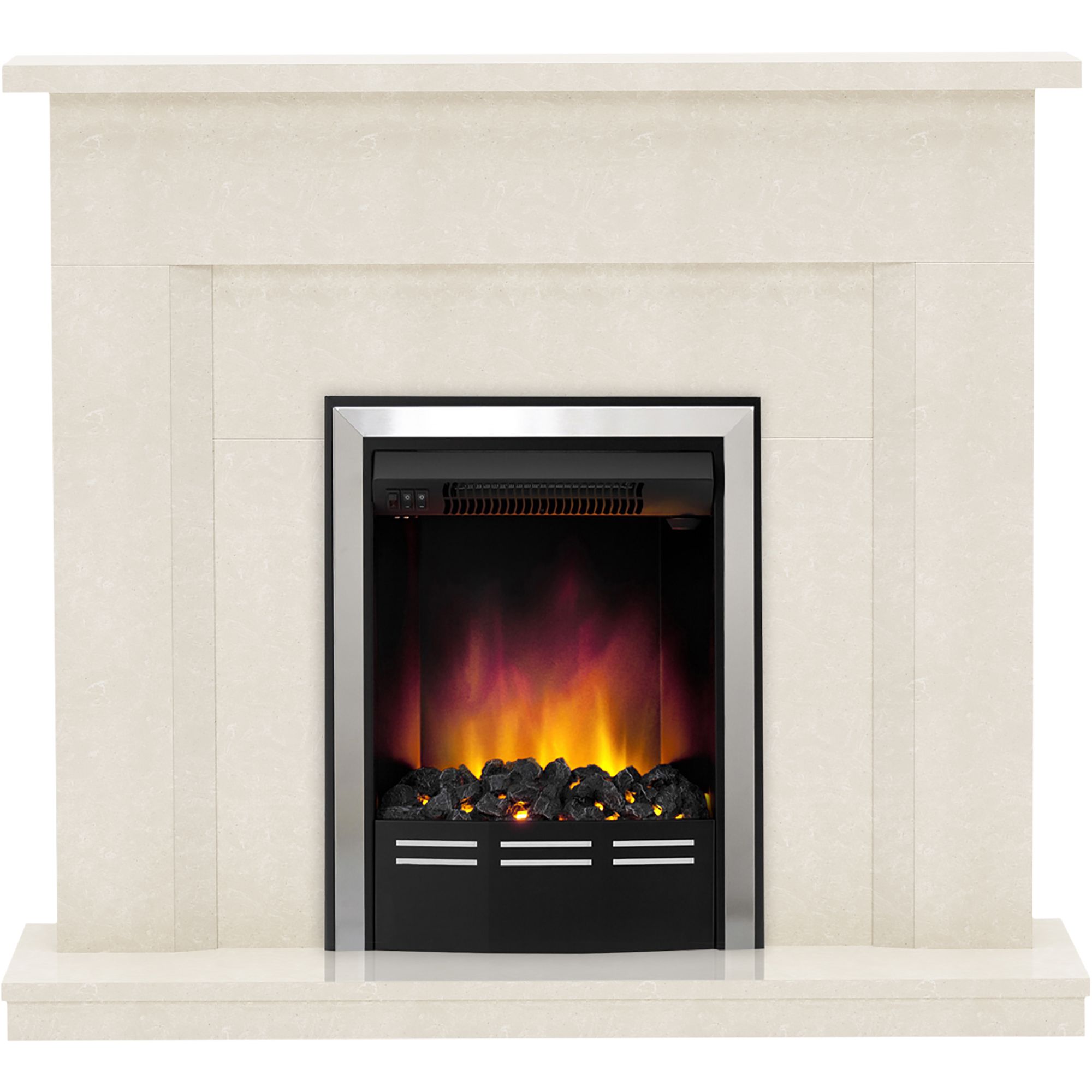Be Modern Mariano Manila Micro Marble Chrome effect Electric Fire suite