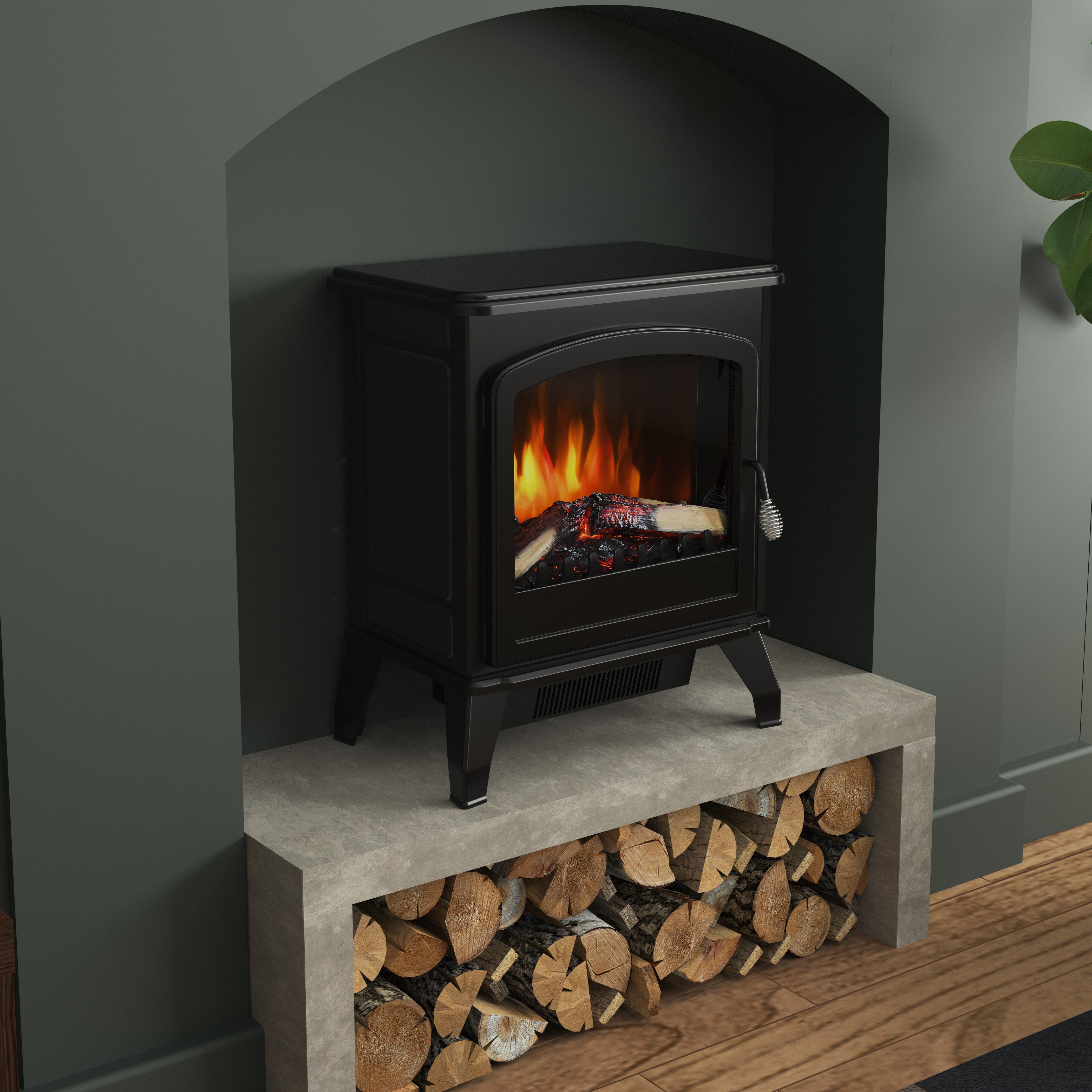 Be Modern Torworth 1.8W Matt Black Electric Stove (H)595mm (W)495mm