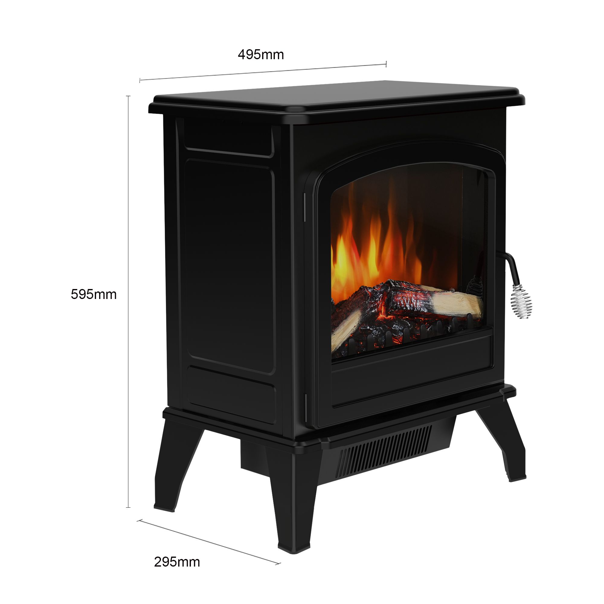 Be Modern Torworth 1.8W Matt Black Electric Stove (H)595mm (W)495mm
