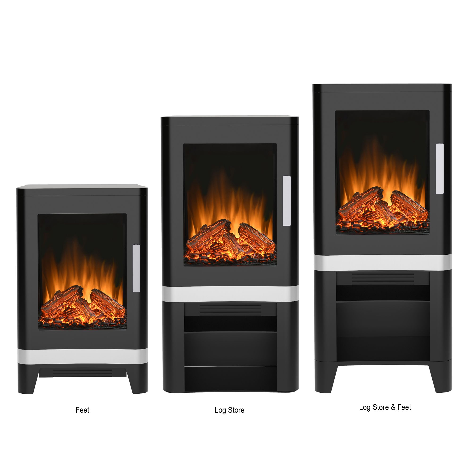 Be Modern Vantage 3 in 1 1.8W Matt Black Cast enamel effect Electric Stove (H)1035mm (W)450mm