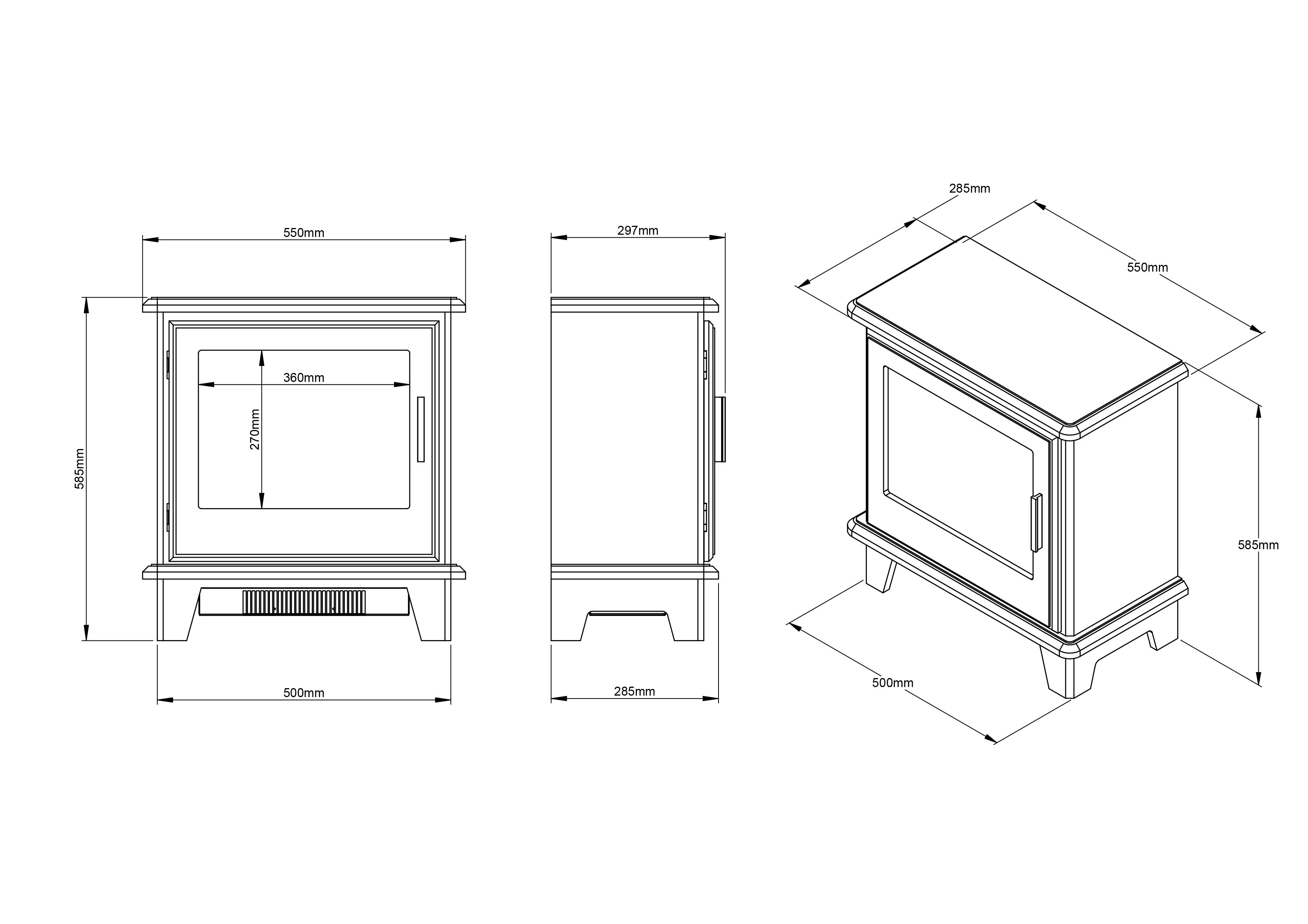 Be Modern Wilmslow Modern 2kW Matt Grey Electric Stove