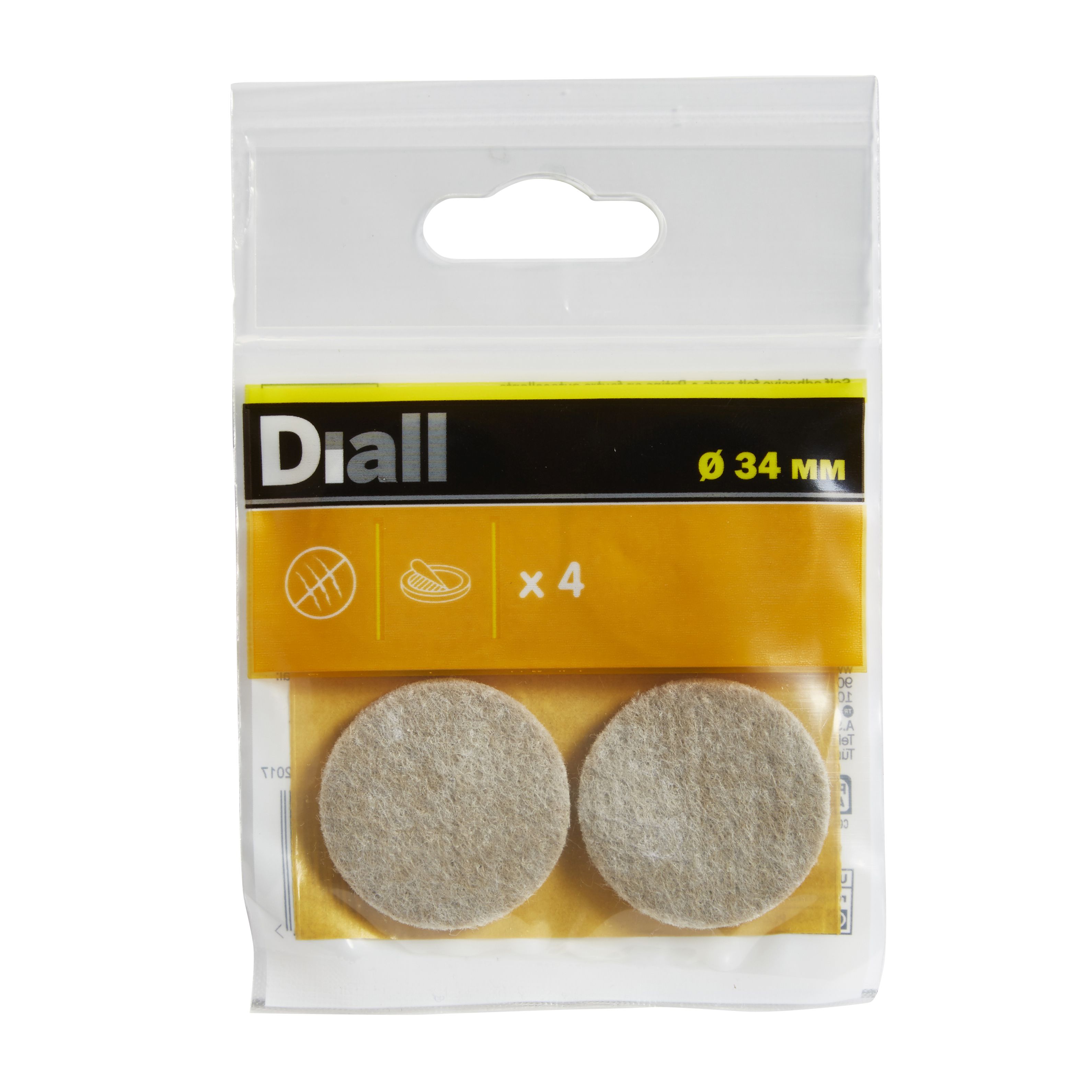 Beige Felt Protection pad (Dia)34mm, Pack of 4