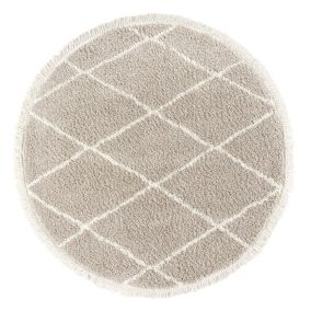 Beige Shaggy berber Medium Rug, (L)120cm x (W)120cm