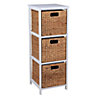 Beige & white MDF & solid pine 3 drawer Tower unit
