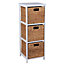 Beige & white MDF & solid pine 3 drawer Tower unit