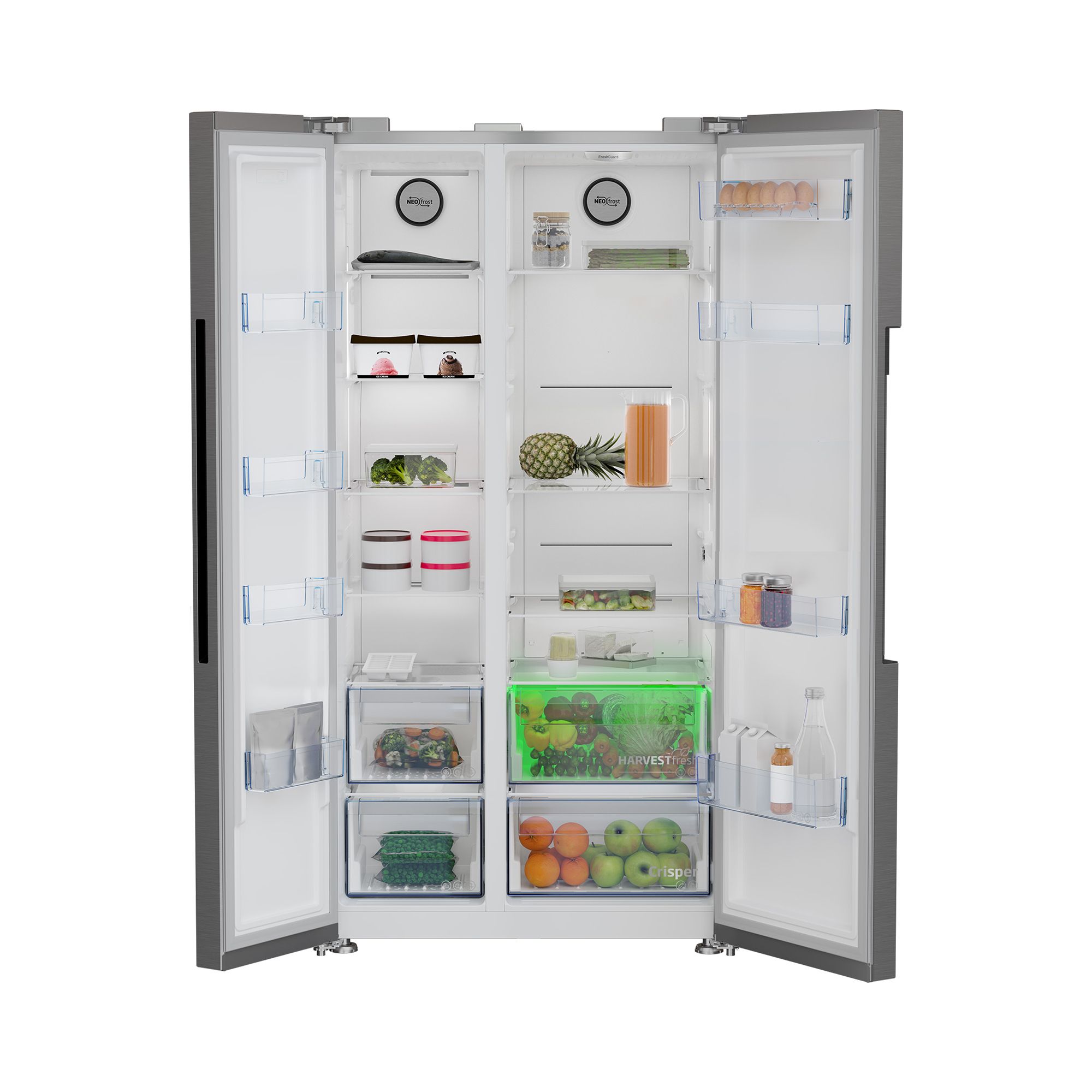 Beko ASL1442VPS 60:40 American style Freestanding Frost free Fridge freezer - Stainless steel effect