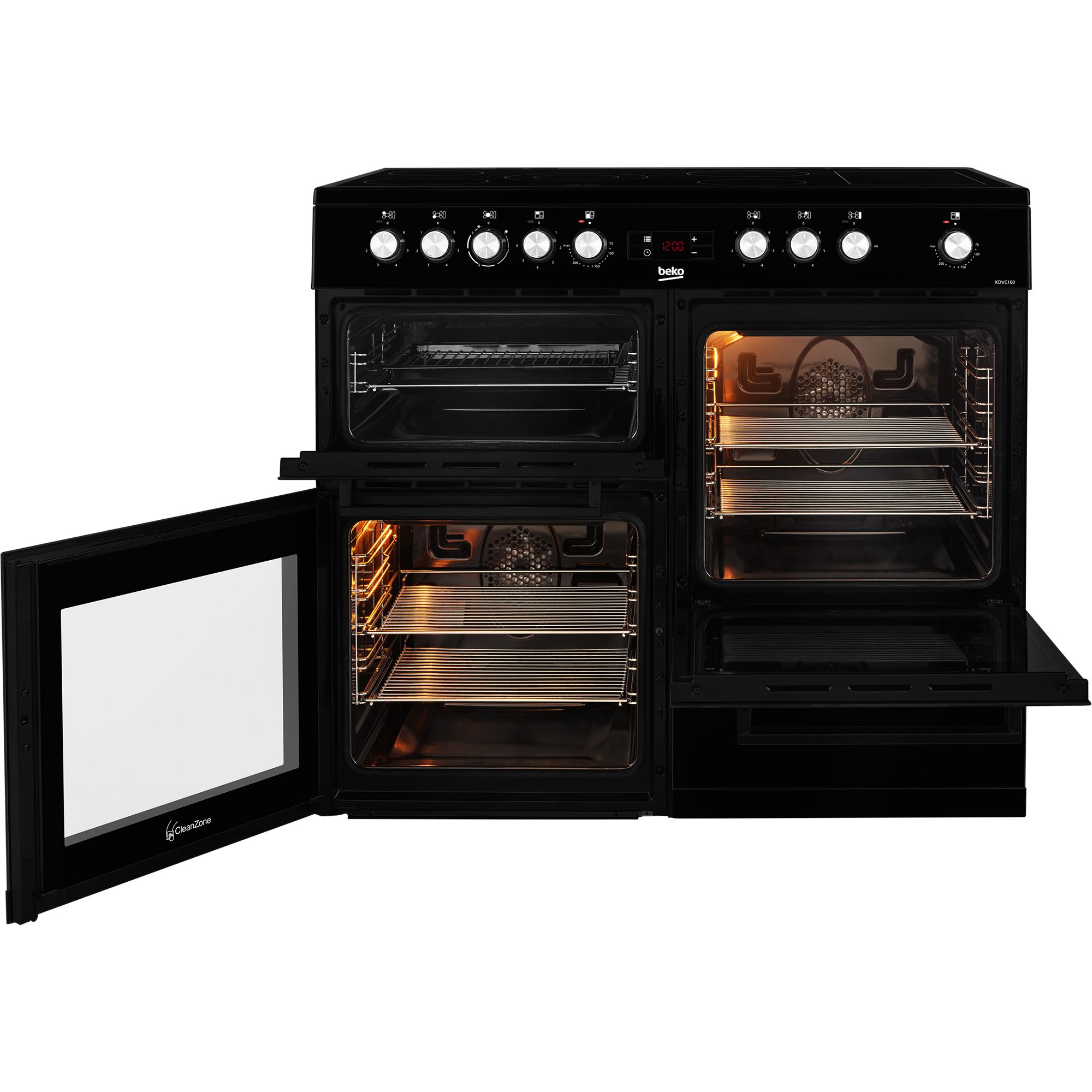 Beko KDVC100K Freestanding Electric Range cooker with Ceramic Hob - Black
