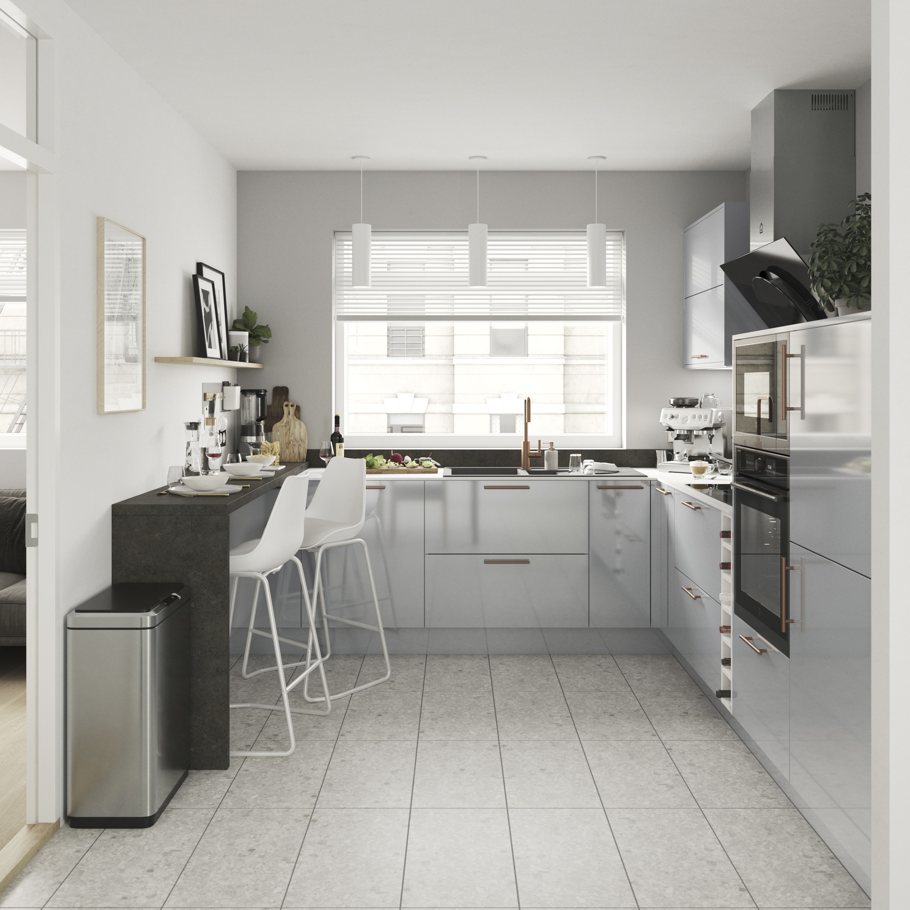 Belukha Grey Matt Stone effect Porcelain Wall & floor Tile, Pack of 3, (L)600mm (W)300mm