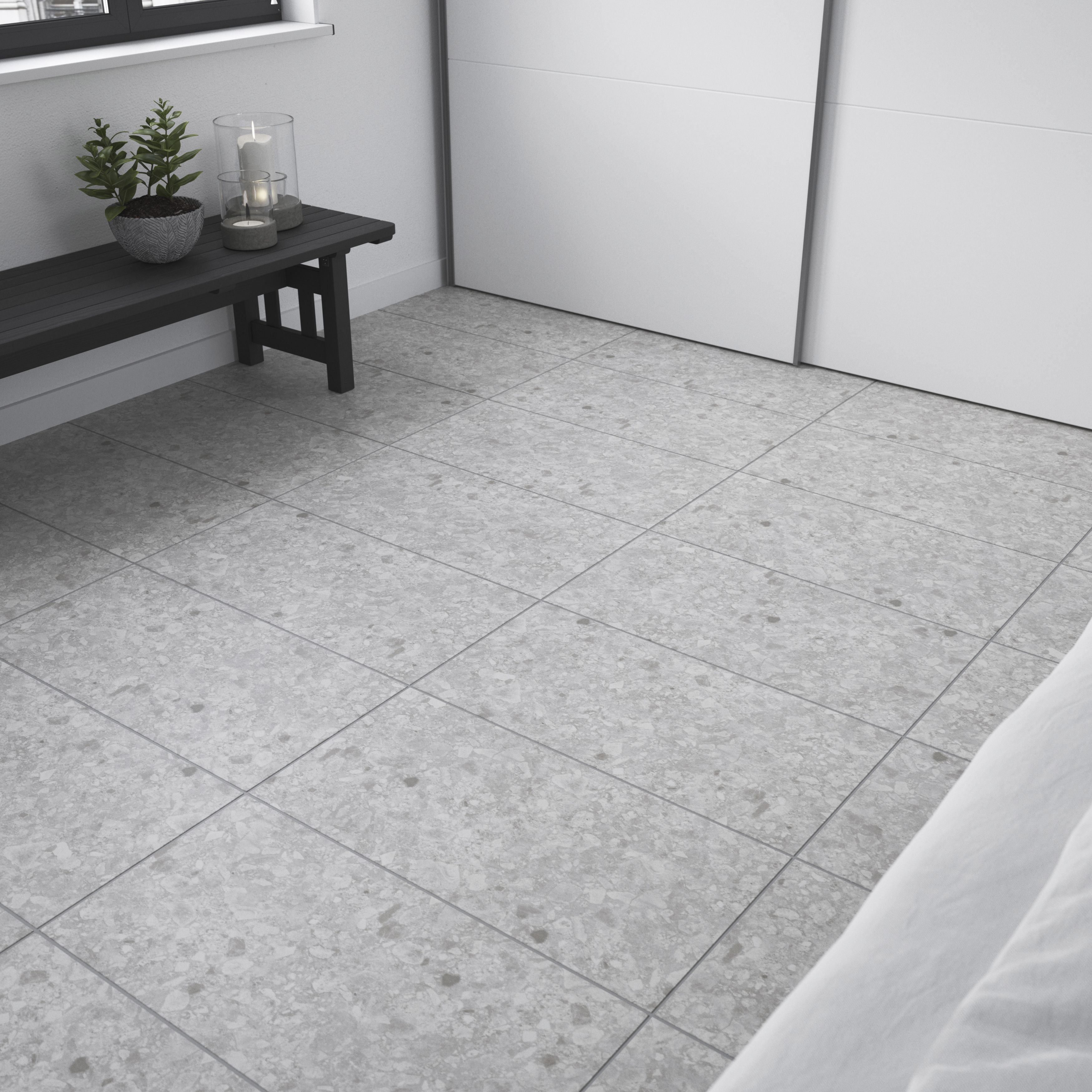 Belukha Grey Matt Stone effect Porcelain Wall & floor Tile, Pack of 3, (L)600mm (W)300mm