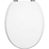 Cooke  &  Lewis Cooke & Lewis Palmi Blanket White Solid Made Toilet seat Silver Fittings 