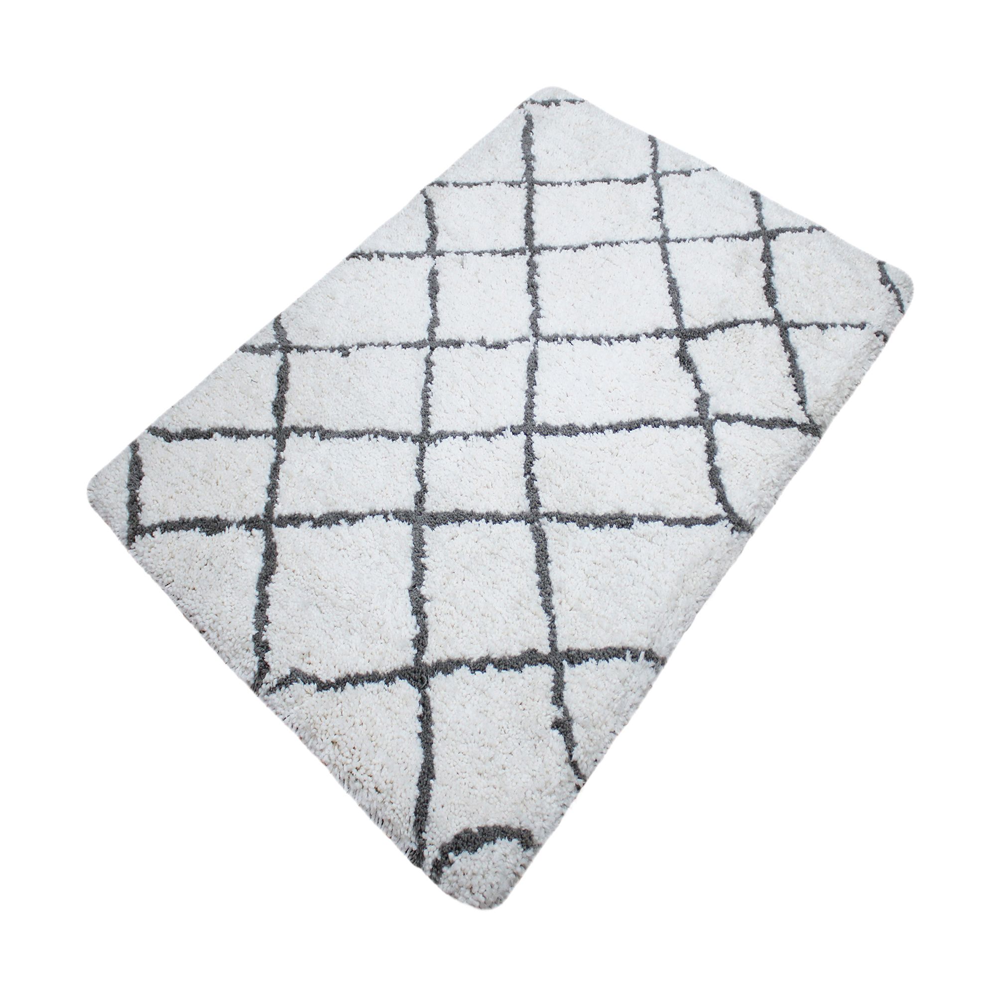 Berber White/Black Geometric Rug 170cmx120cm