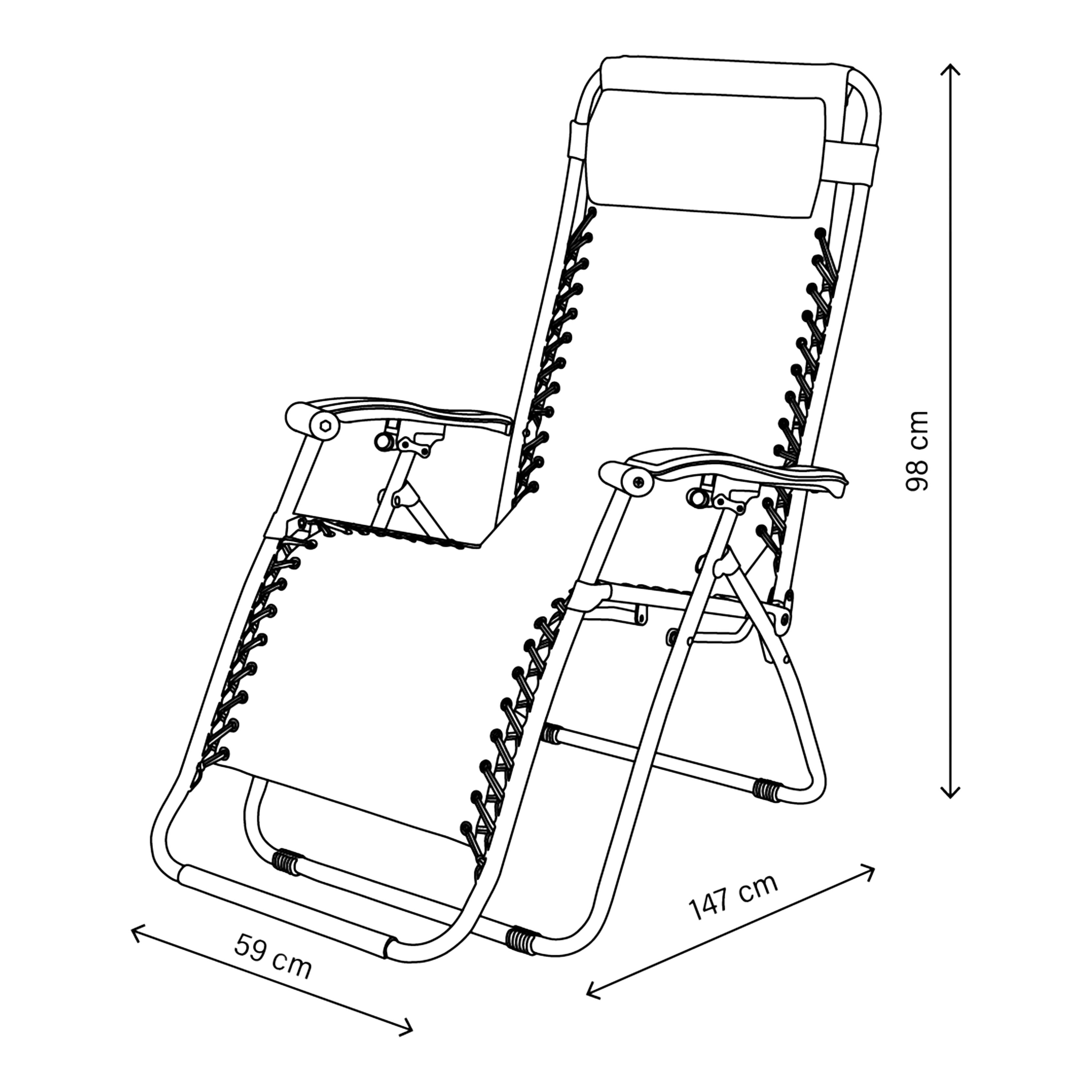 Bergama Grey Metal Gravity chair, Pack of 2