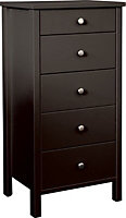 Bergen Coffee 5 Drawer Chest of drawers (H)1058mm (W)530mm (D)410mm