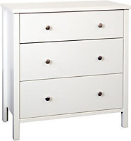 Bergen White 3 Drawer Chest of drawers (H)834mm (W)804mm (D)410mm