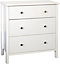 Bergen White 3 Drawer Chest of drawers (H)834mm (W)804mm (D)410mm