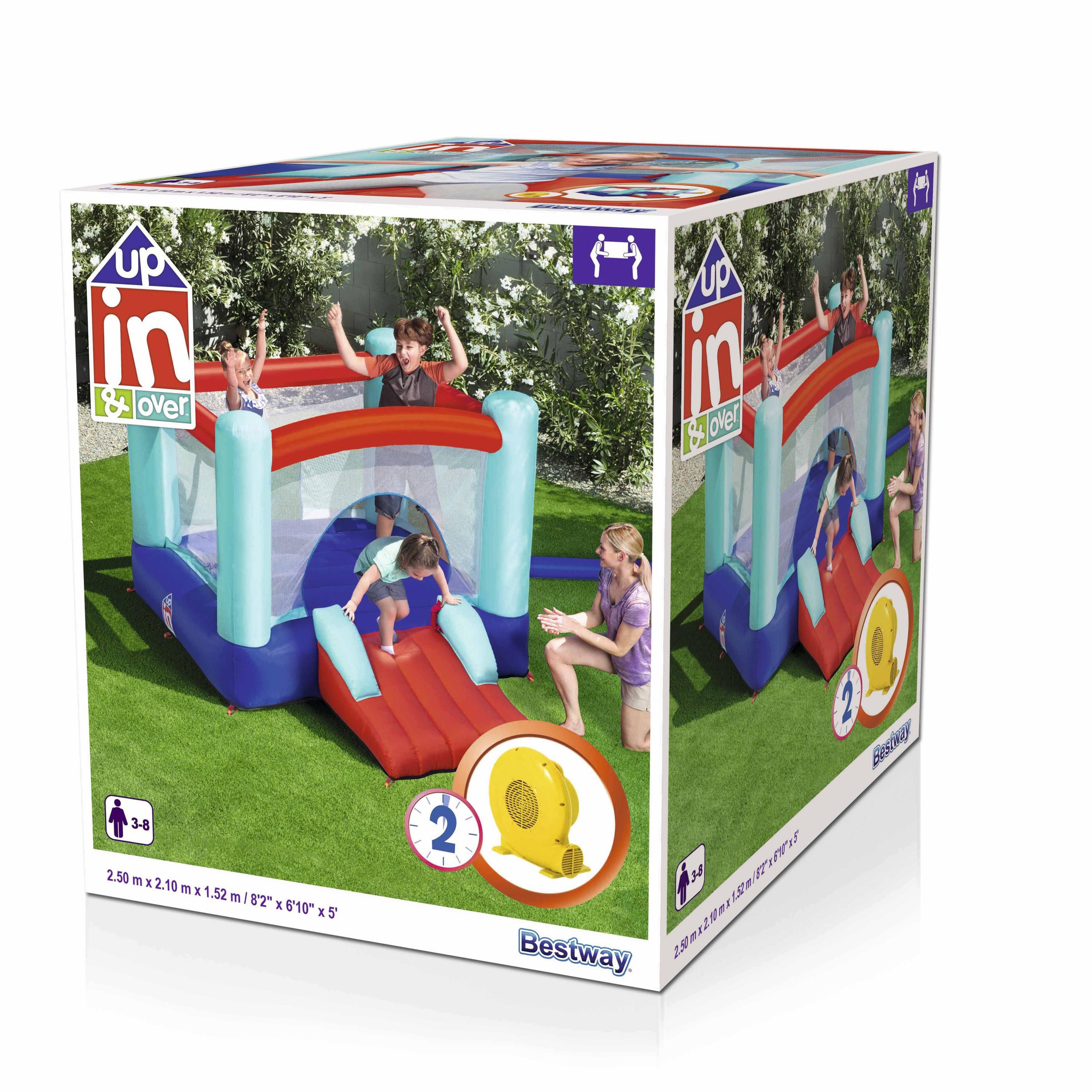 Bestway Blue & red Inflatable bouncy castle with small slide entrance ...