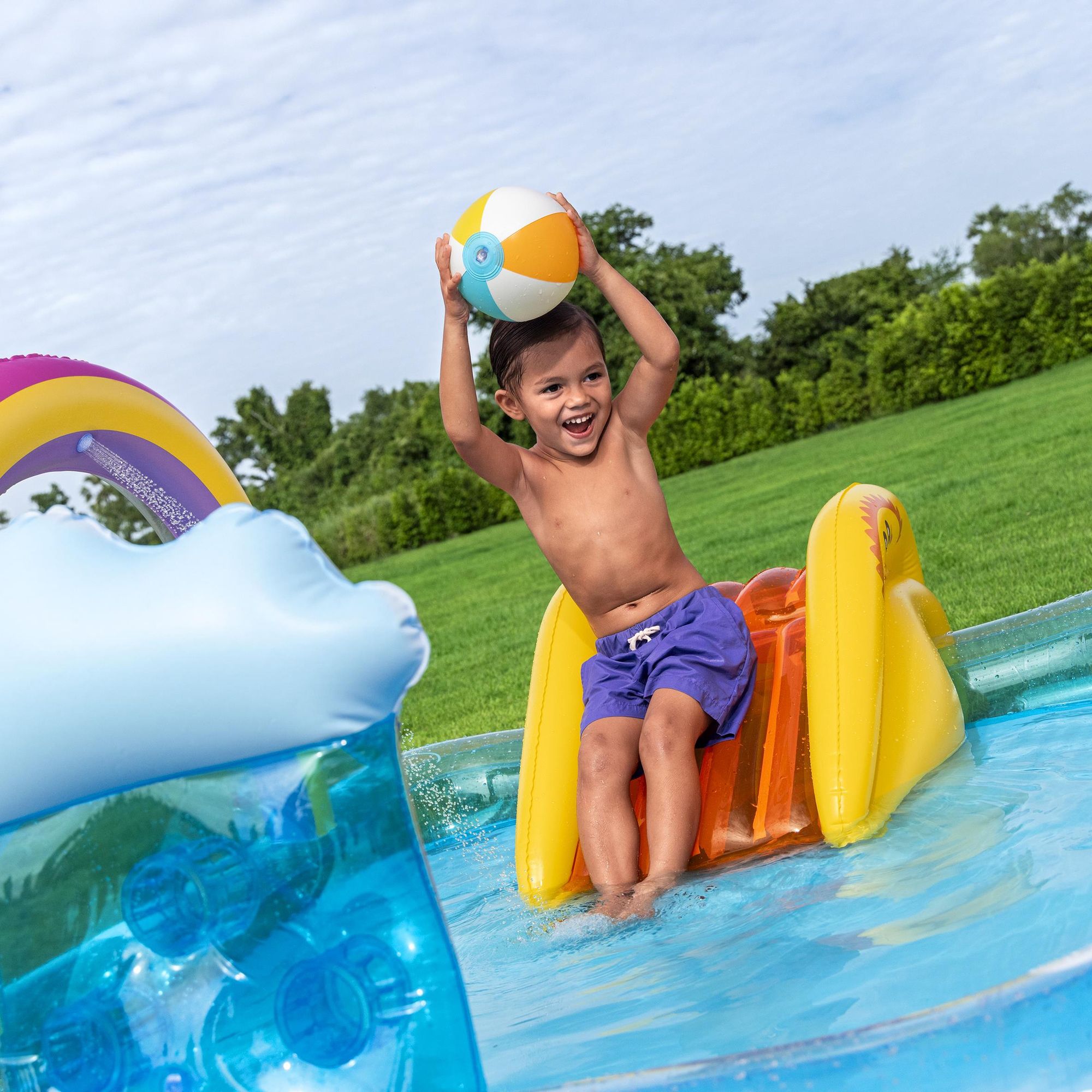 Bestway Rainbows & rays Multicolour Rectangular Rainbow PVC Water play centre With slide