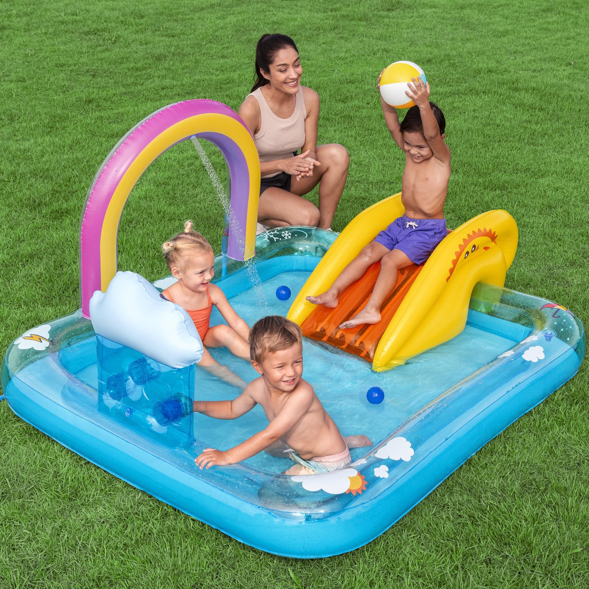 Bestway Rainbows & rays Multicolour Rectangular Rainbow PVC Water play centre With slide