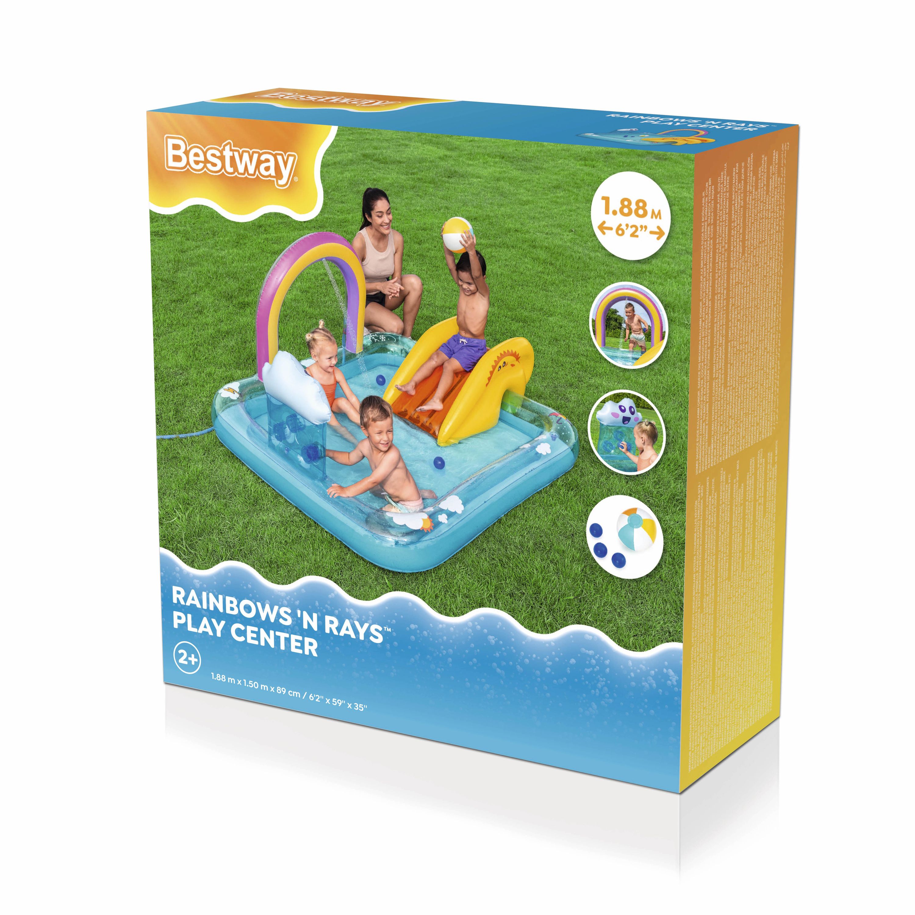 Bestway Rainbows & rays Multicolour Rectangular Rainbow PVC Water play centre With slide