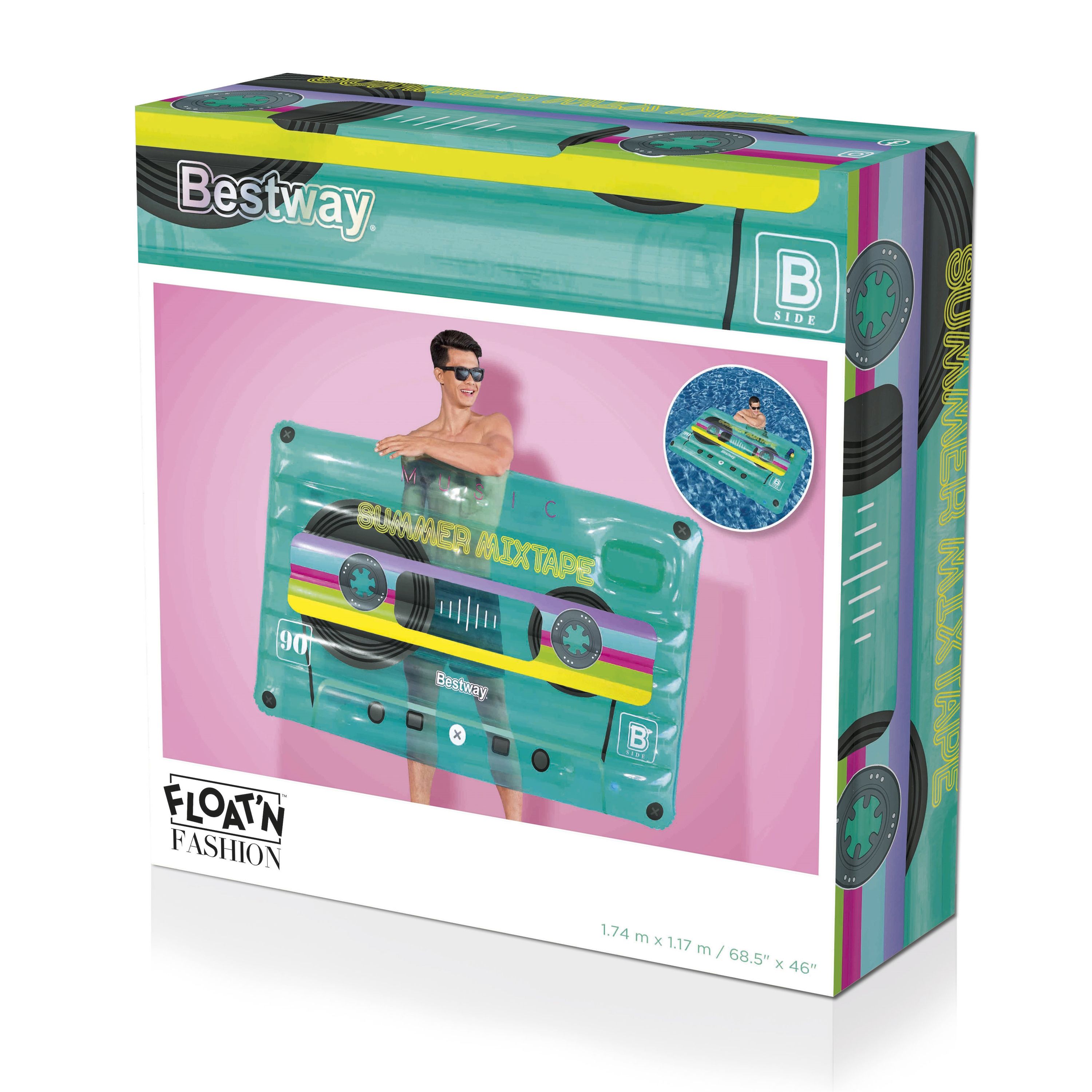 Bestway Retro beats Multicolour Rectangular Mix tape Inflatable lilo