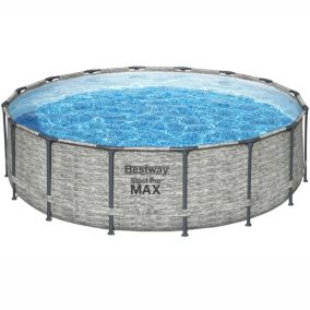 Bestway Steel Pro MAX™ Realistic Stone Print Polyvinyl chloride (PVC) & steel Pool (W) 4.88m x (L) 4.88m