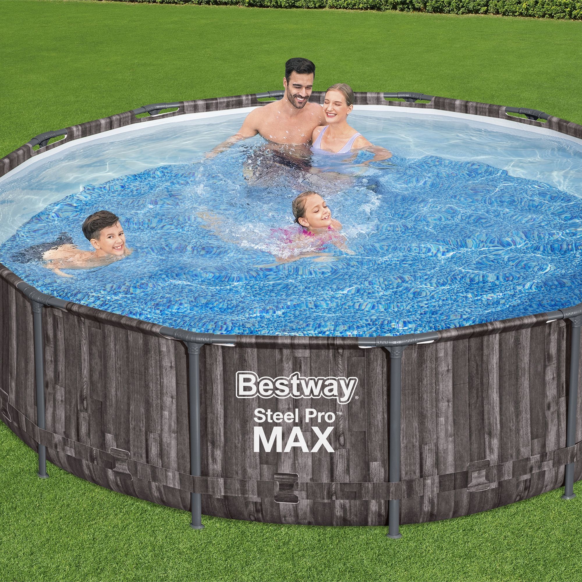 Bestway Steel Pro MAX™ Wood Effect Polyvinyl chloride (PVC) & steel Pool (W) 4.27m x (L) 4.27m