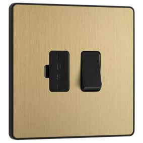 BG 13A 1 gang 2 way Raised slim profile Switched Fused connection unit Satin Brass effect