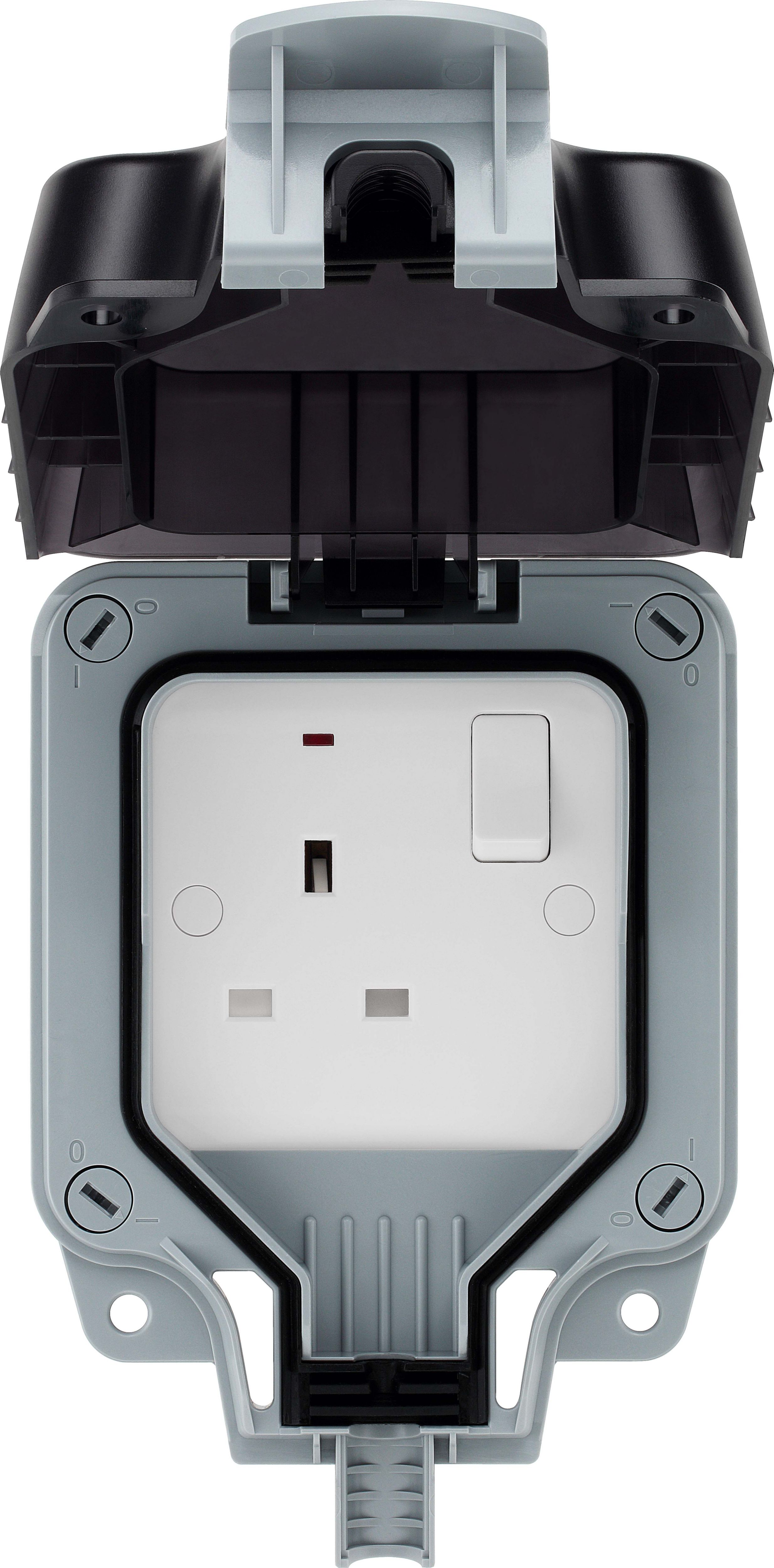 BG 13A Grey 1 gang Outdoor Weatherproof switched socket