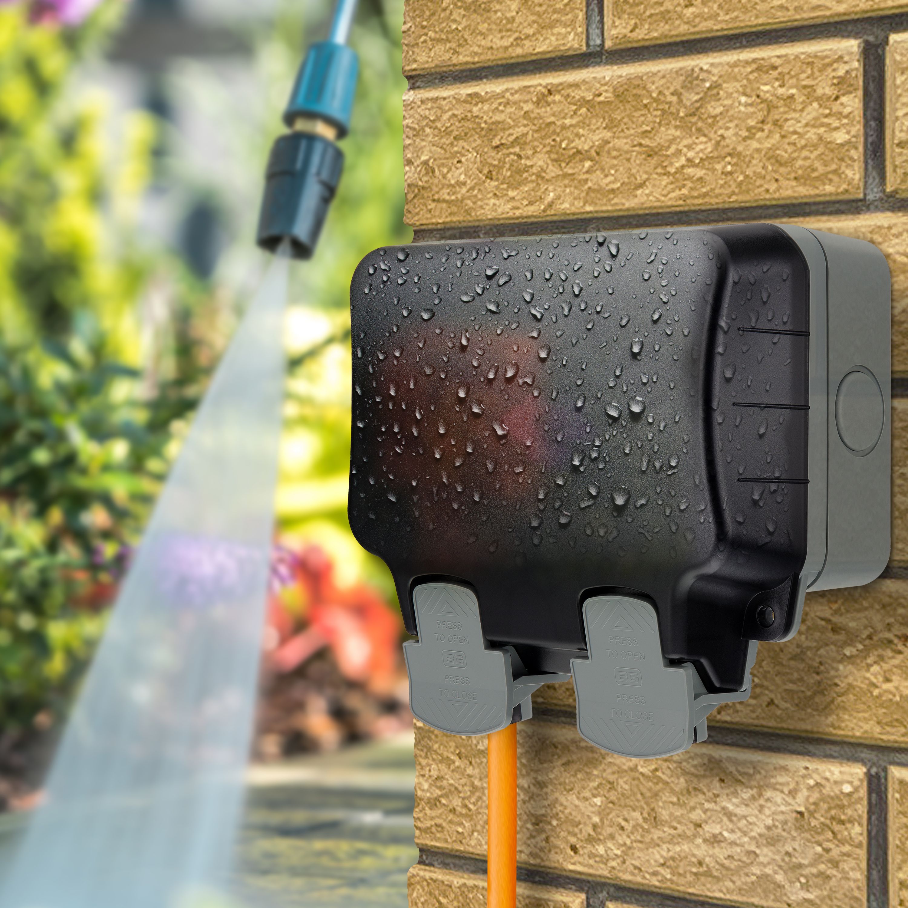 BG 13A Grey 2 gang Outdoor Weatherproof switched socket