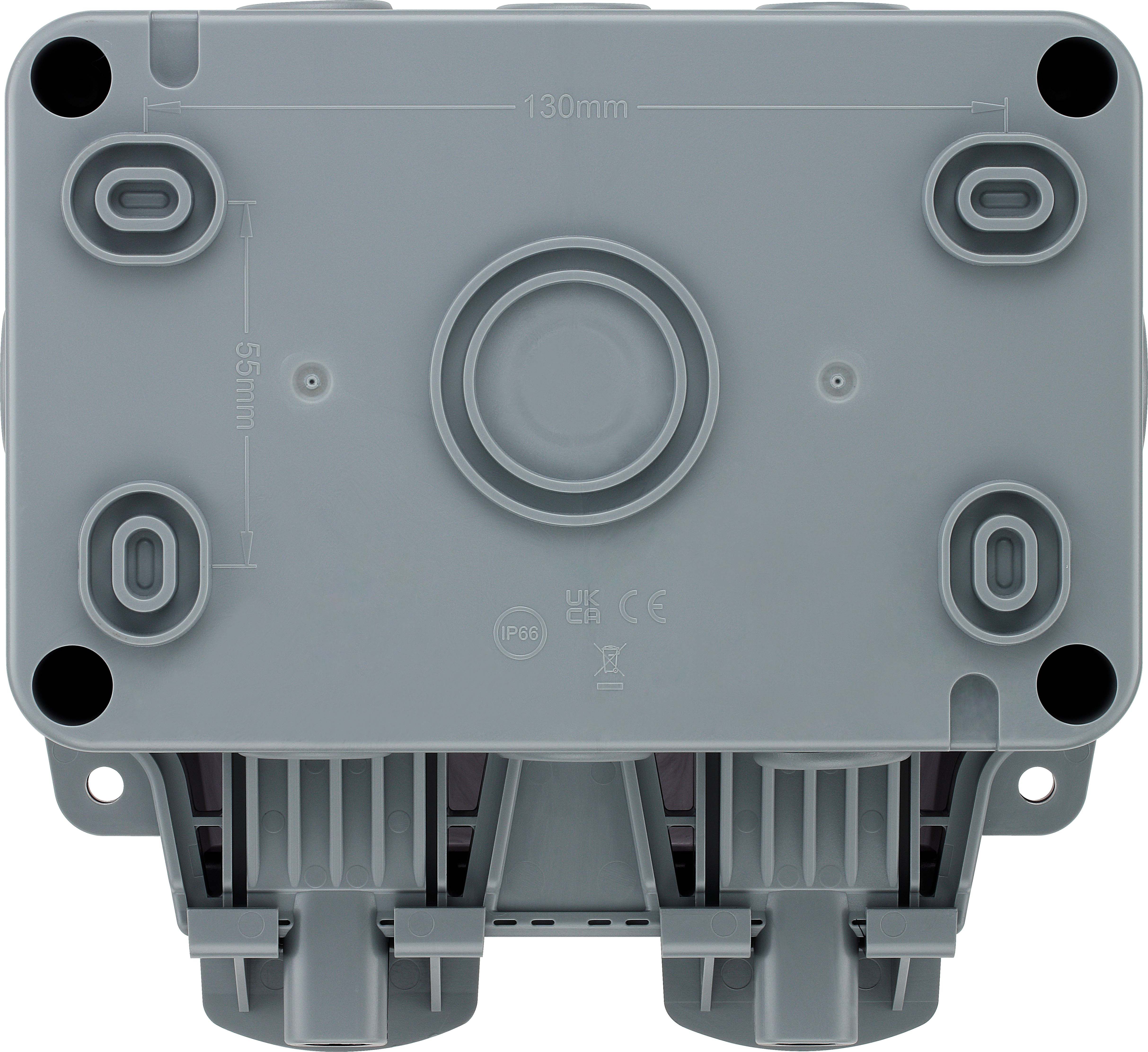 BG 13A Grey 2 gang Outdoor Weatherproof switched socket
