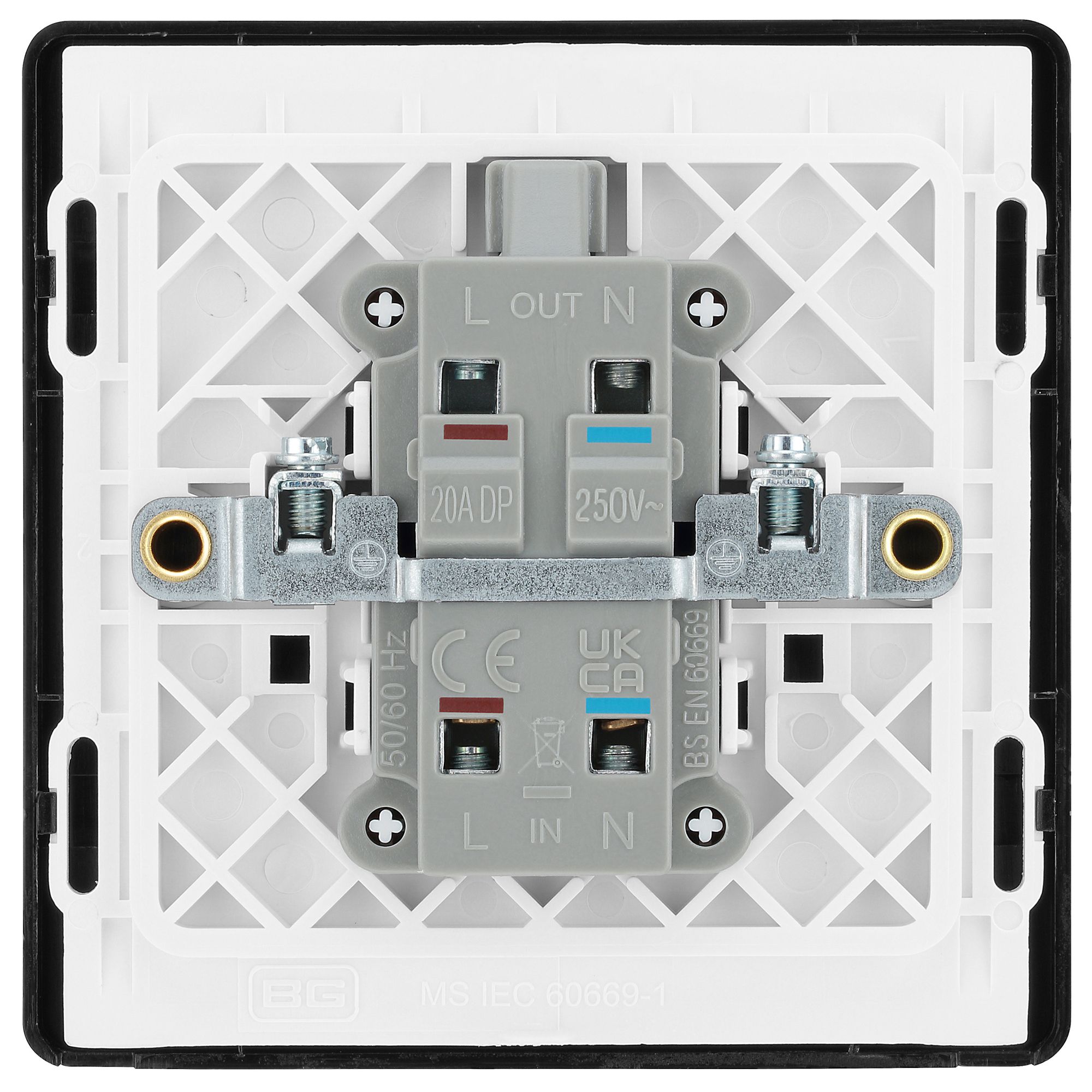 BG 20A 2 way 1 gang Appliance switch Screwless Satin Brass effect