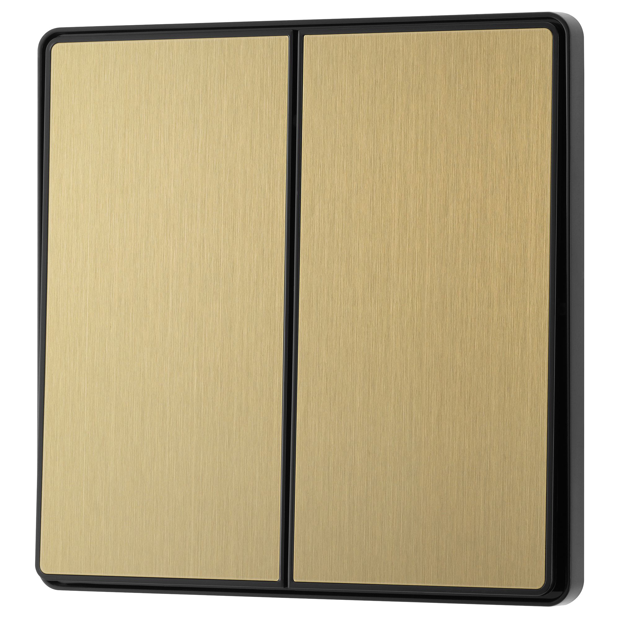 BG 20A 2 way 2 gang Light switch Screwless Satin Brass effect