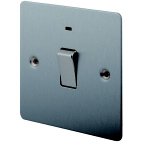 BG 20A Brushed Steel Rocker Flat Control switch with LED Indicator