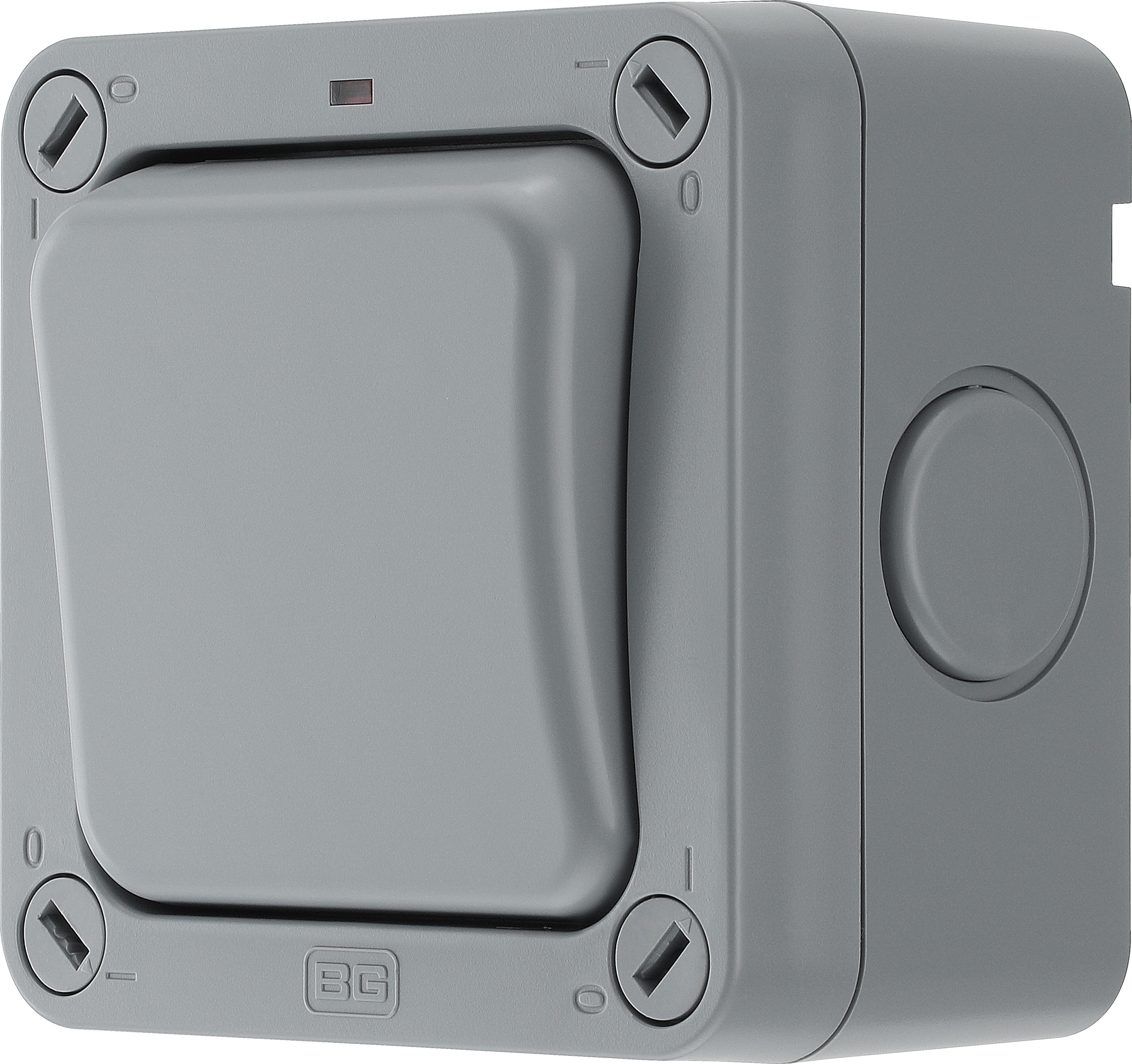 BG 20A Grey 1 gang Outdoor Weatherproof switch with LED indicator