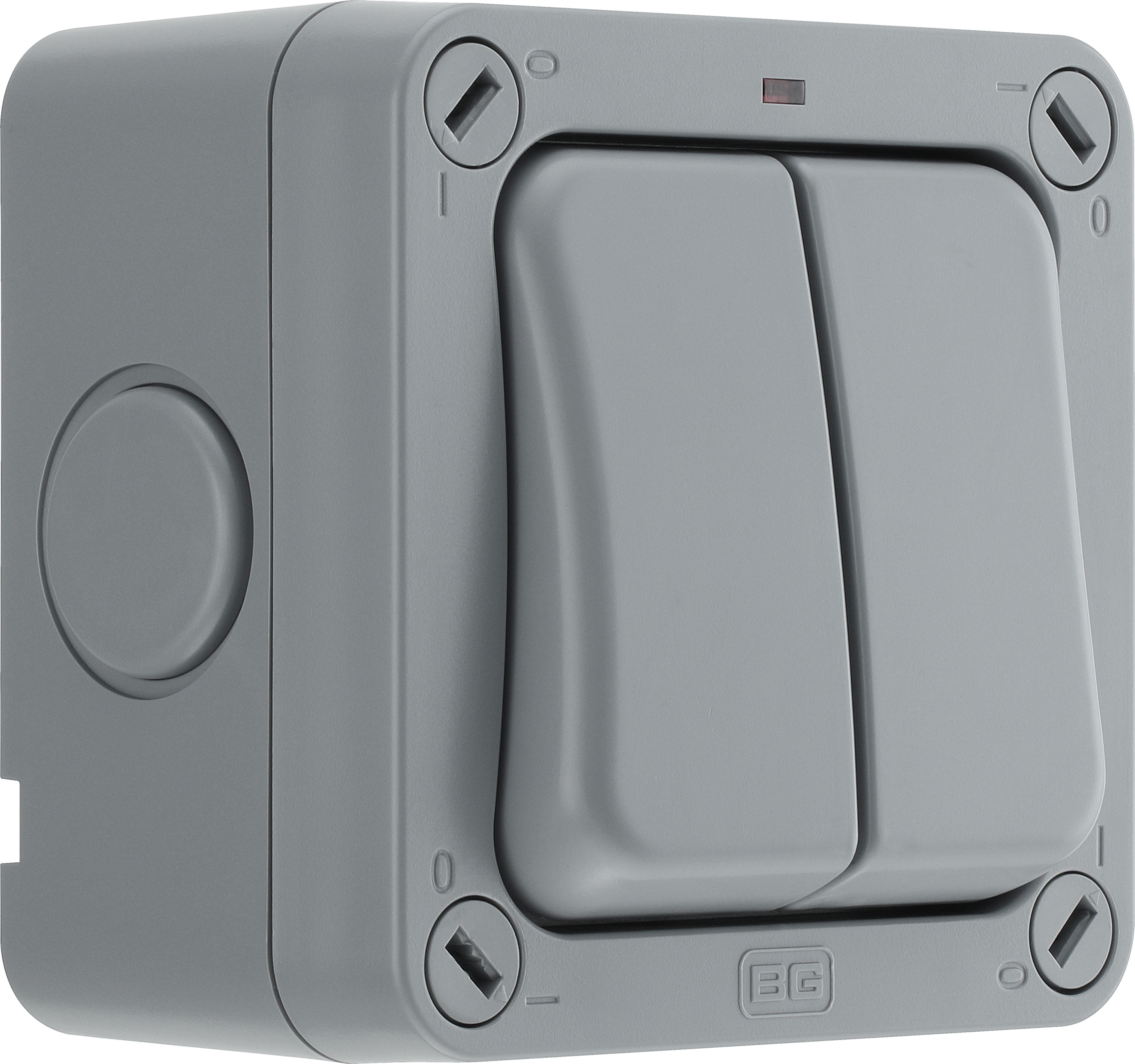 BG 20A Grey 2 gang Outdoor Weatherproof switch with LED indicator