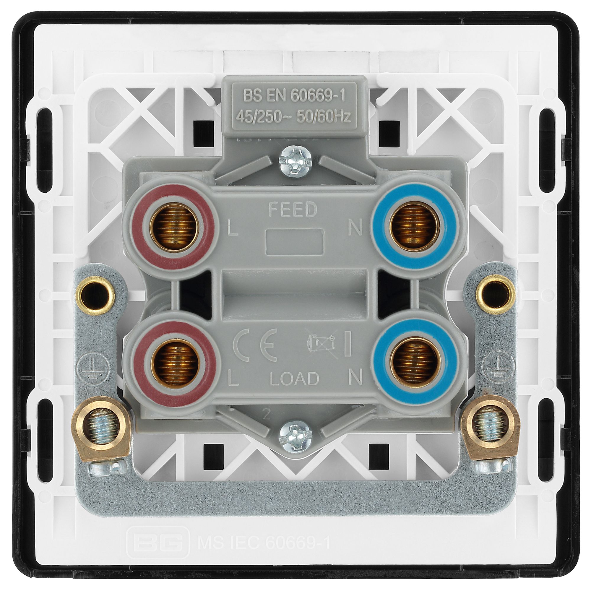 BG 45A 2 way 1 gang Cooker switch Screwless Copper effect