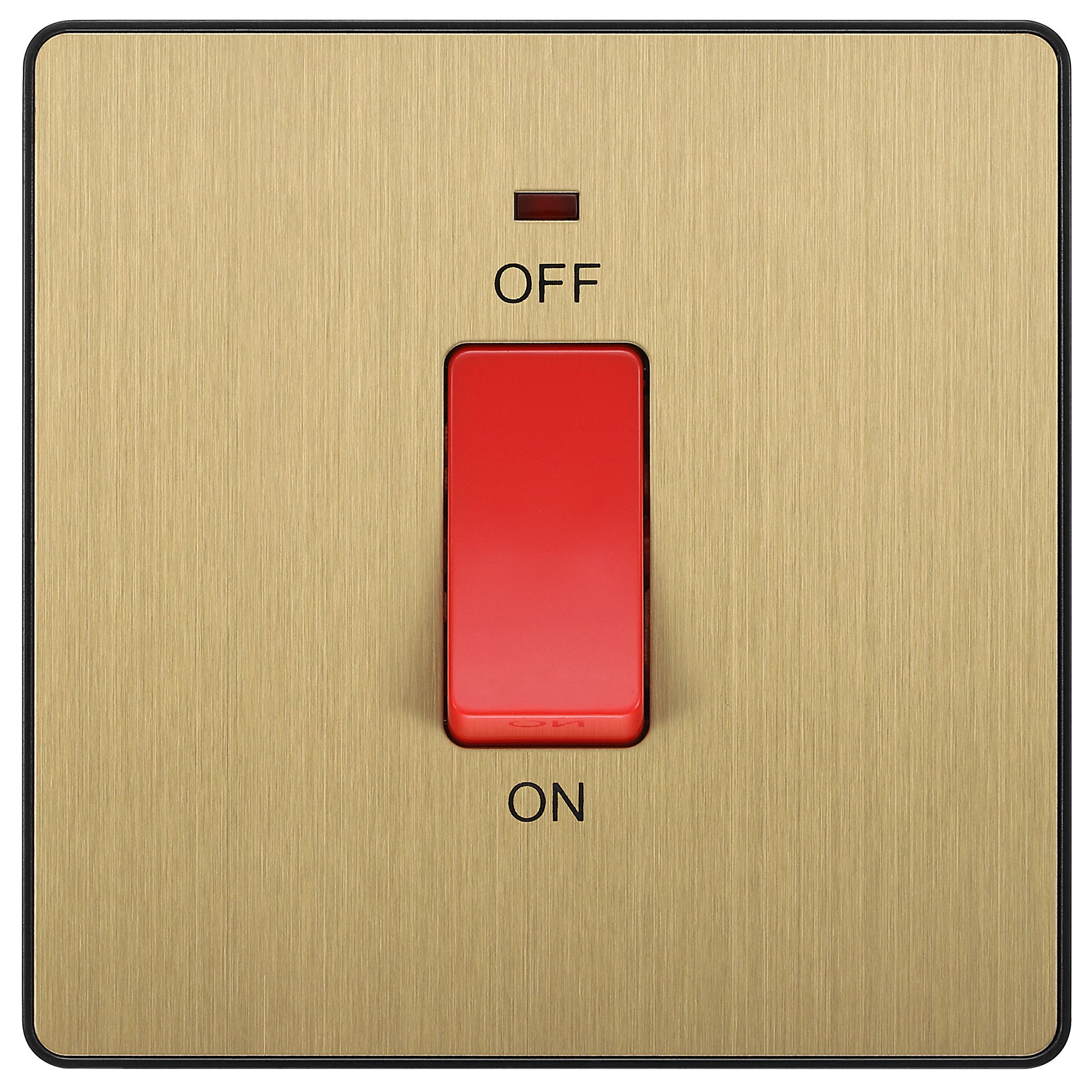BG 45A 2 way 1 gang Cooker switch Screwless Satin Brass effect
