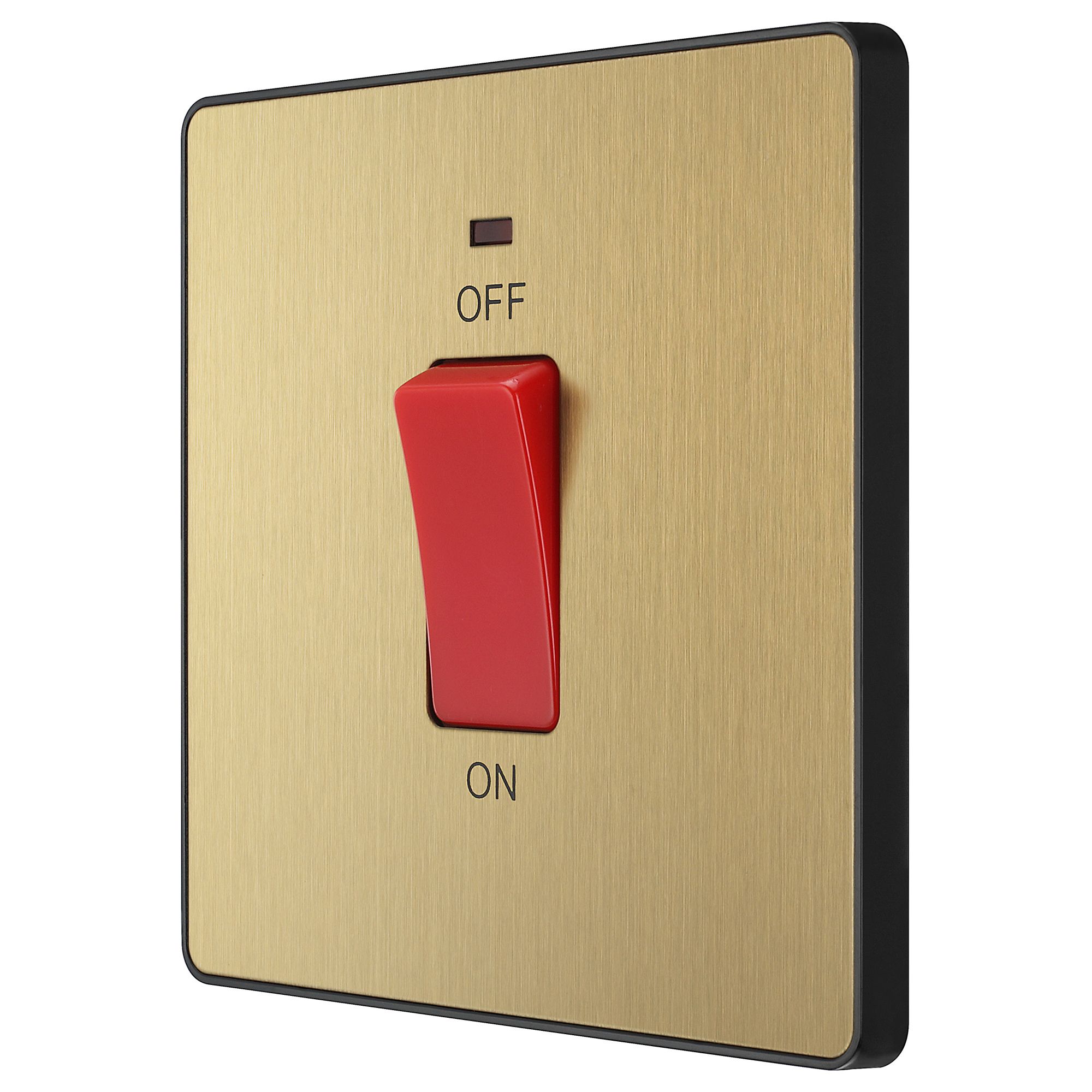 BG 45A 2 way 1 gang Cooker switch Screwless Satin Brass effect