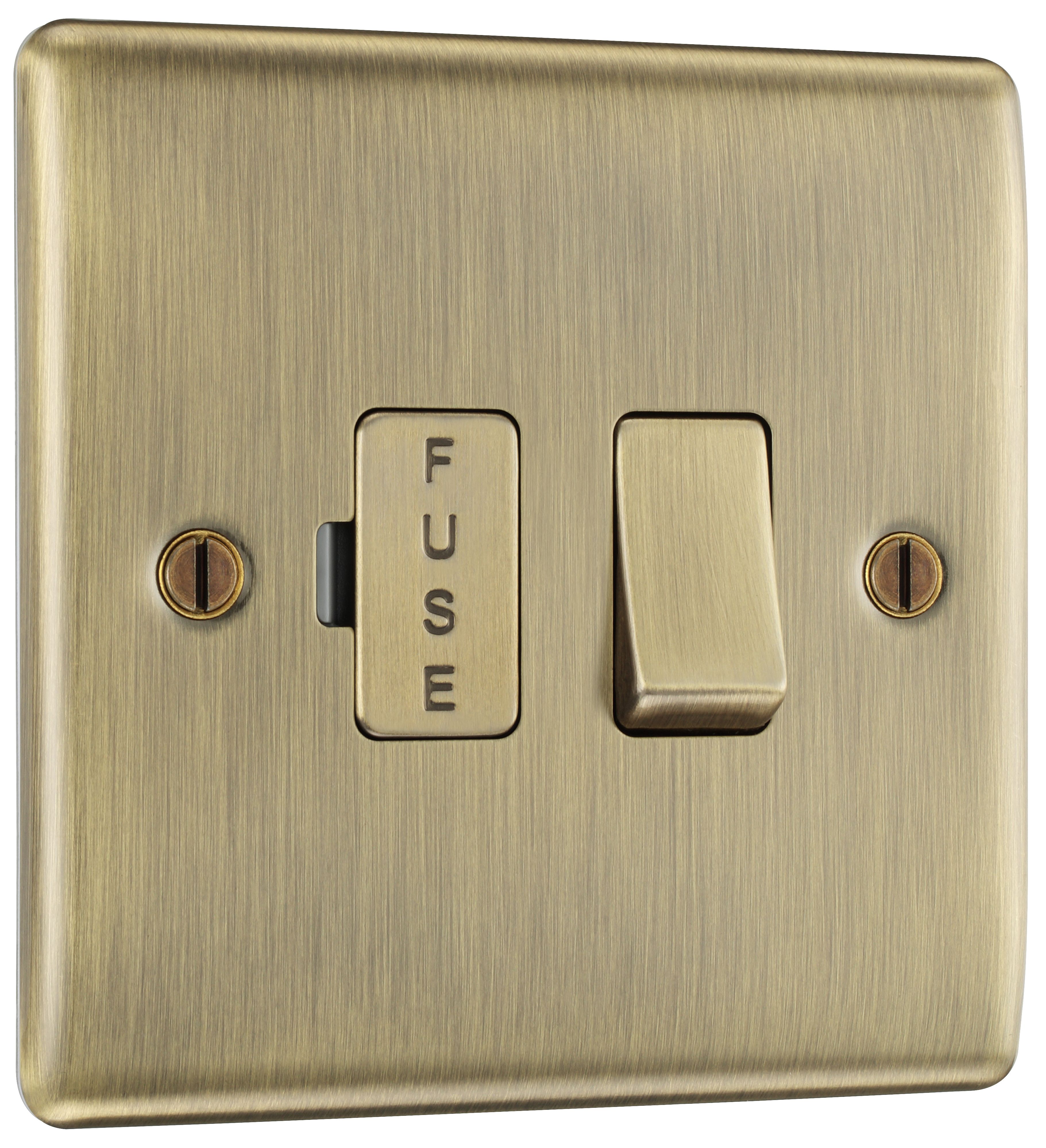 BG Antique Brass 13A 2 way Raised slim profile Screwed Switched Fused connection unit