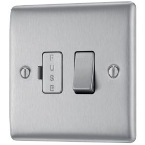BG Brushed Steel 13A 2 way Raised slim profile Screwed Switched Fused connection unit