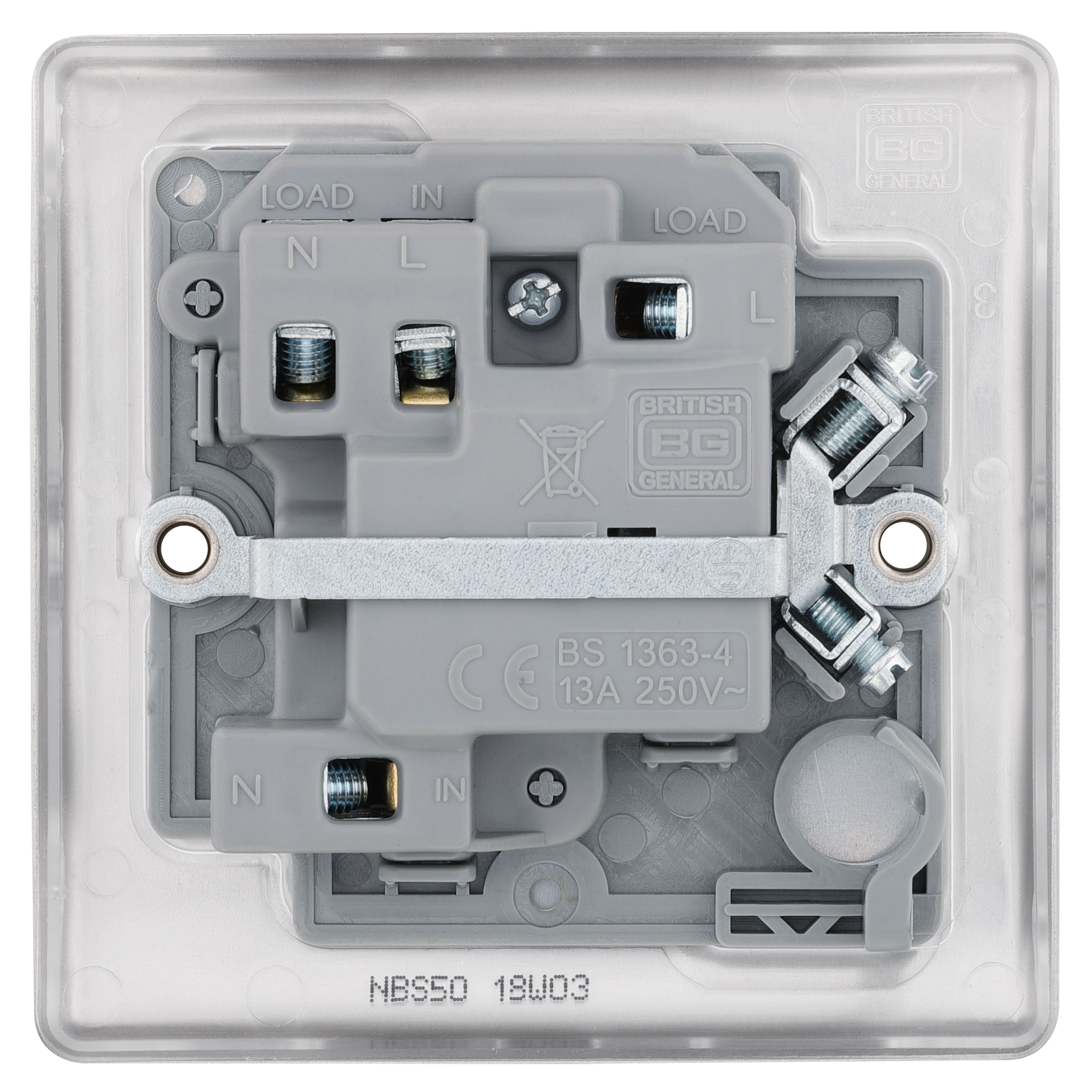 BG Brushed Steel 13A 2 way Raised slim profile Screwed Switched Fused connection unit