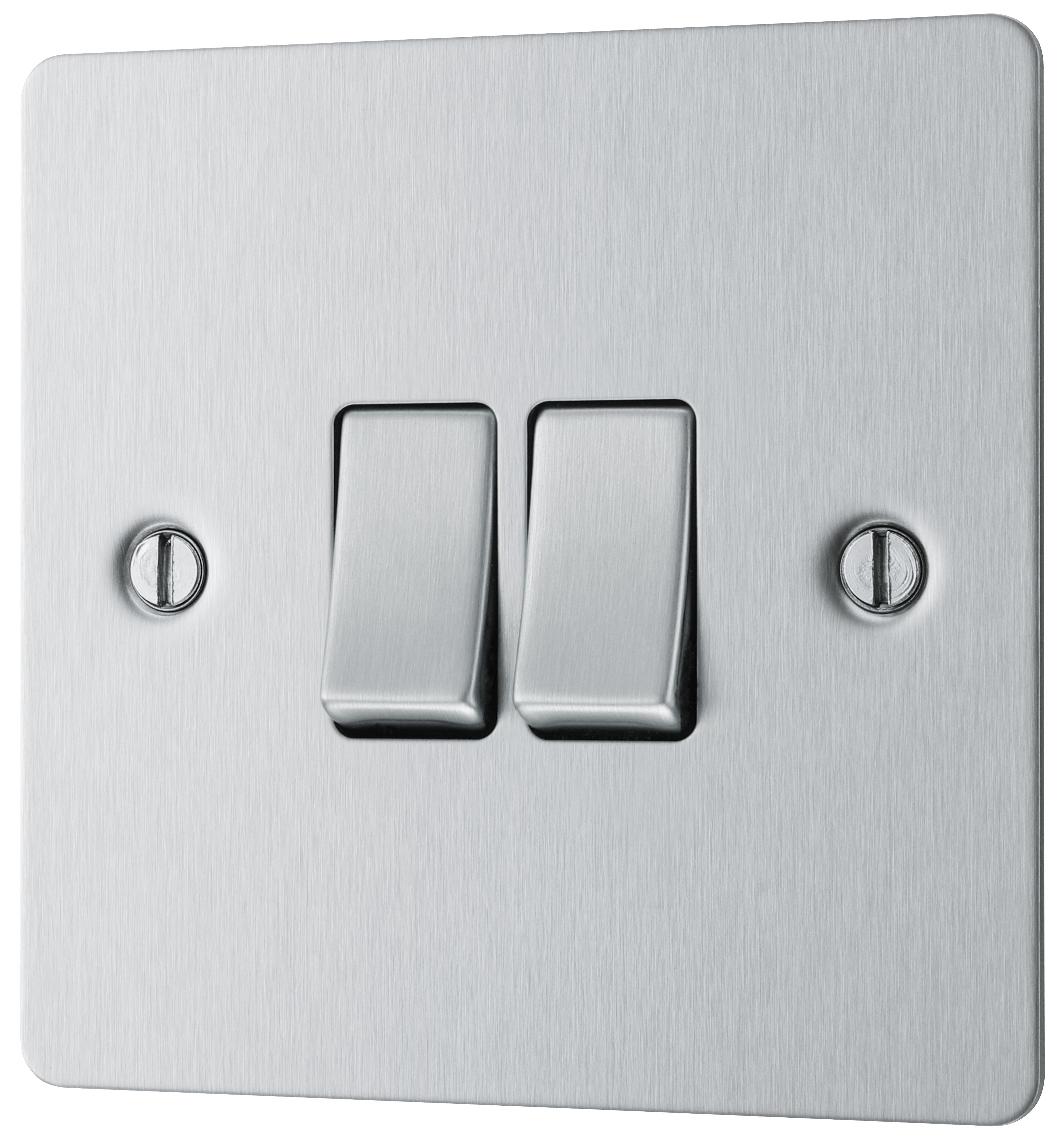 BG Brushed Steel 20A 2 way 2 gang Light Switch with Without LED indicator