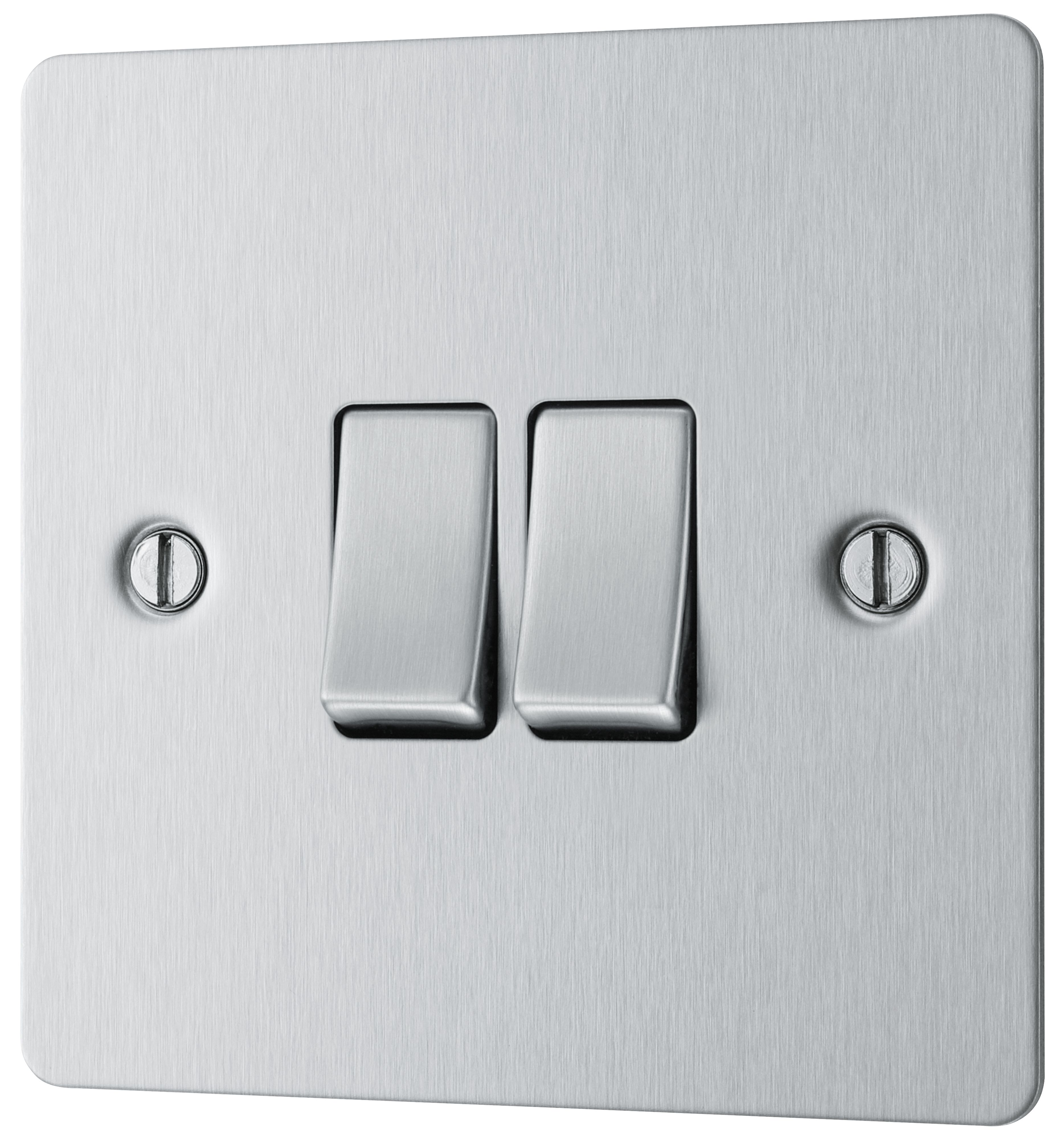 BG Brushed Steel 20A 2 way 2 gang Light Switch with Without LED ...