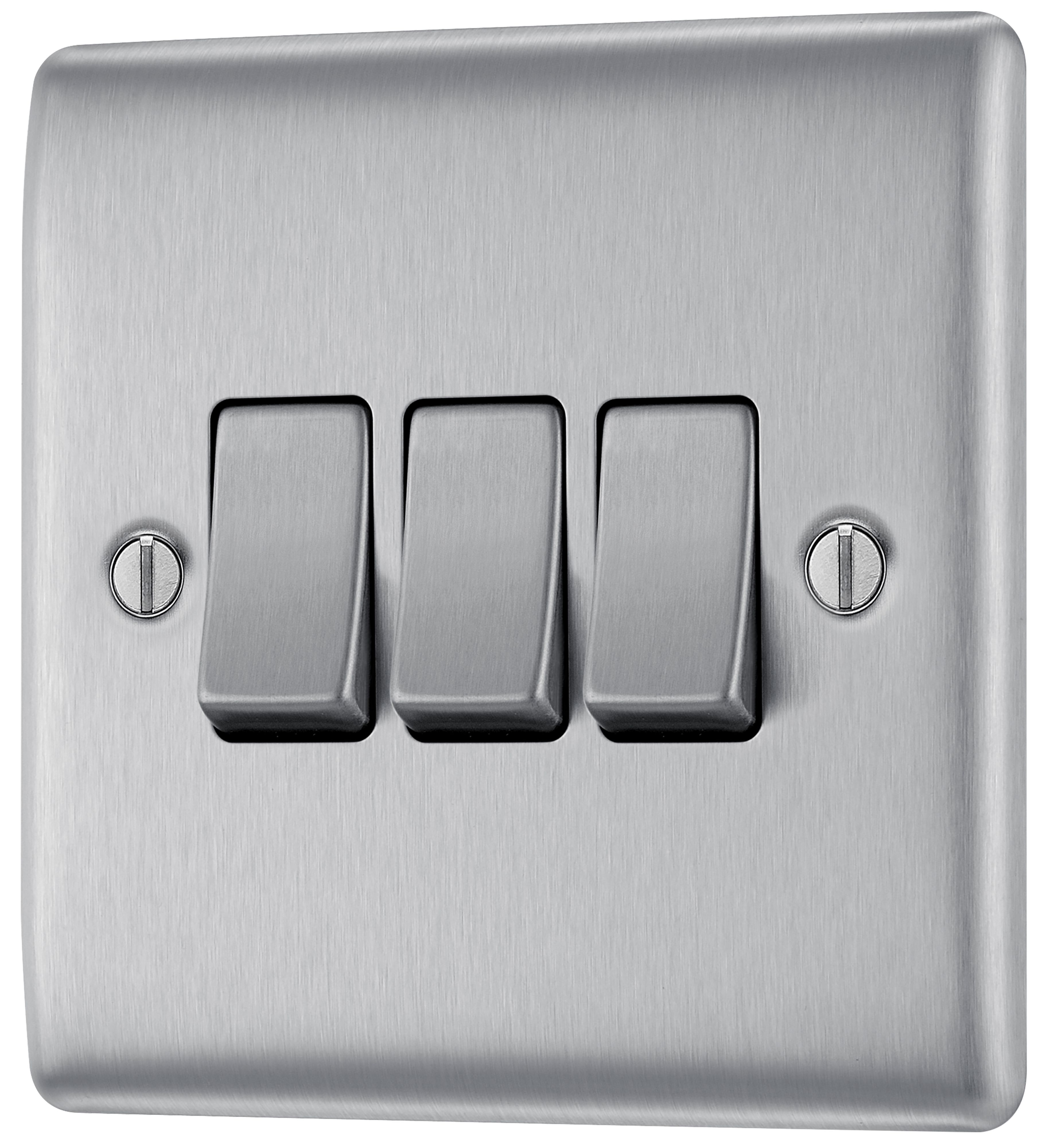 BG Brushed Steel 20A 2 way 3 gang Light Switch