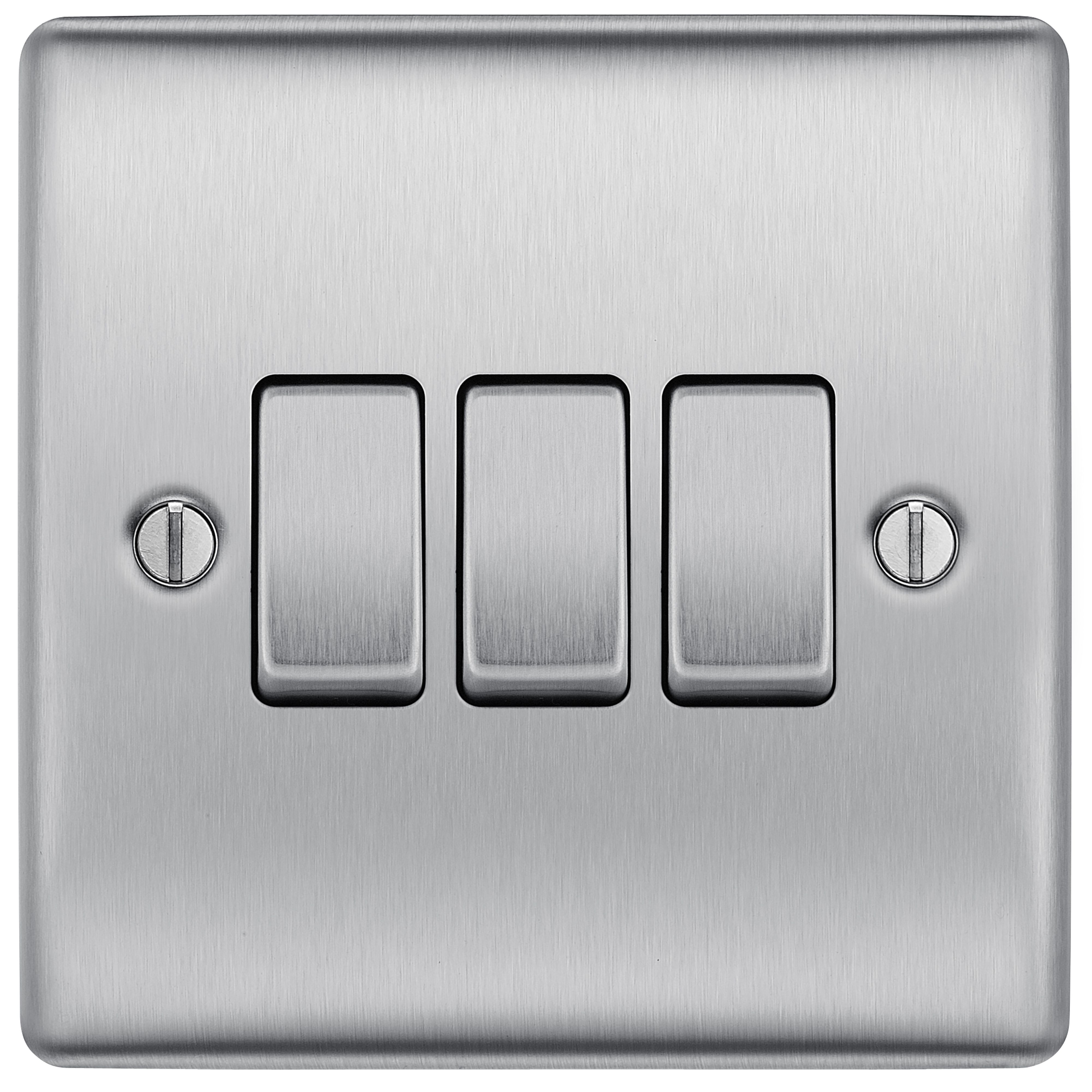 BG Brushed Steel 20A 2 way 3 gang Light Switch