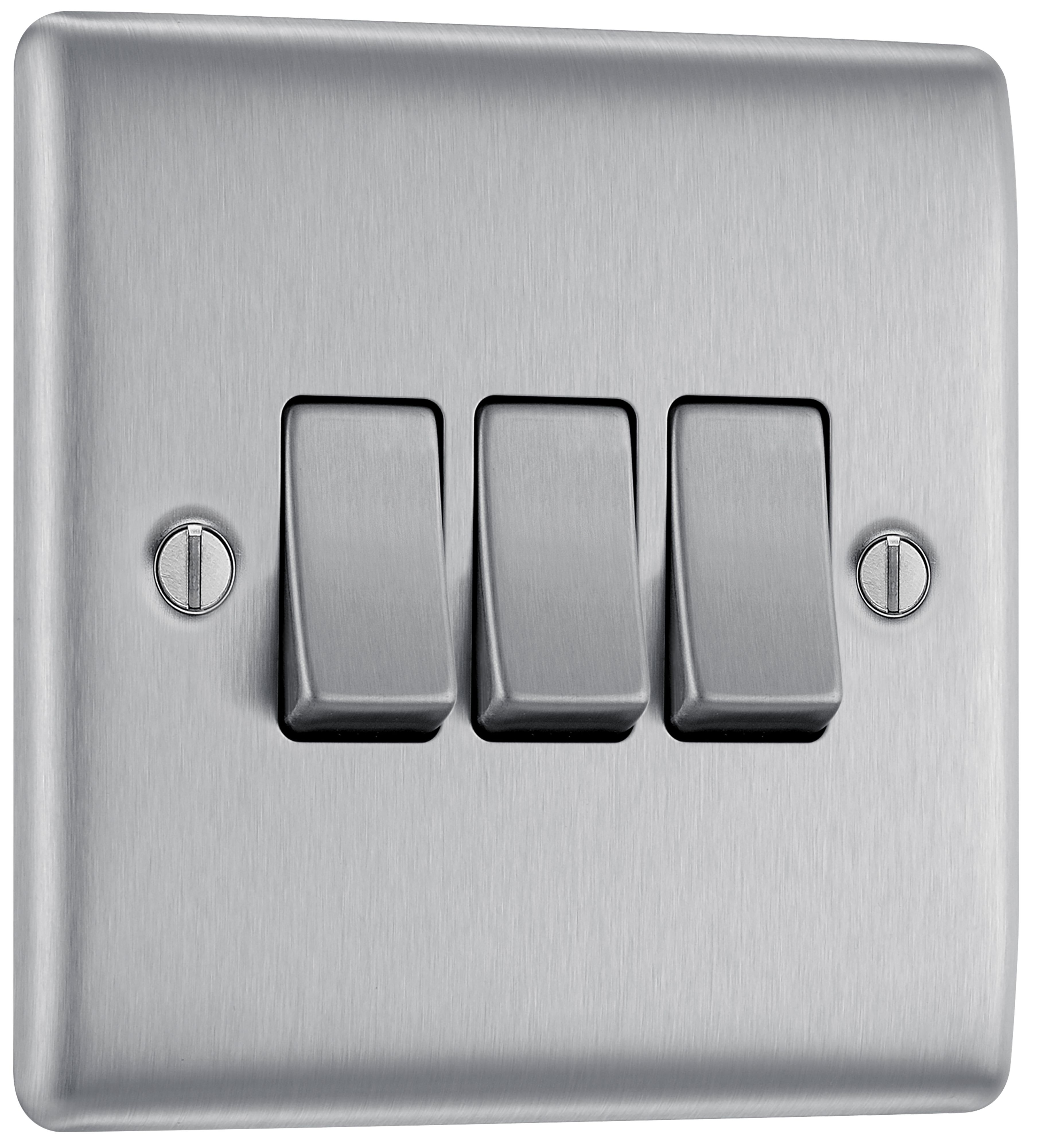 BG Brushed Steel 20A 2 way 3 gang Light Switch