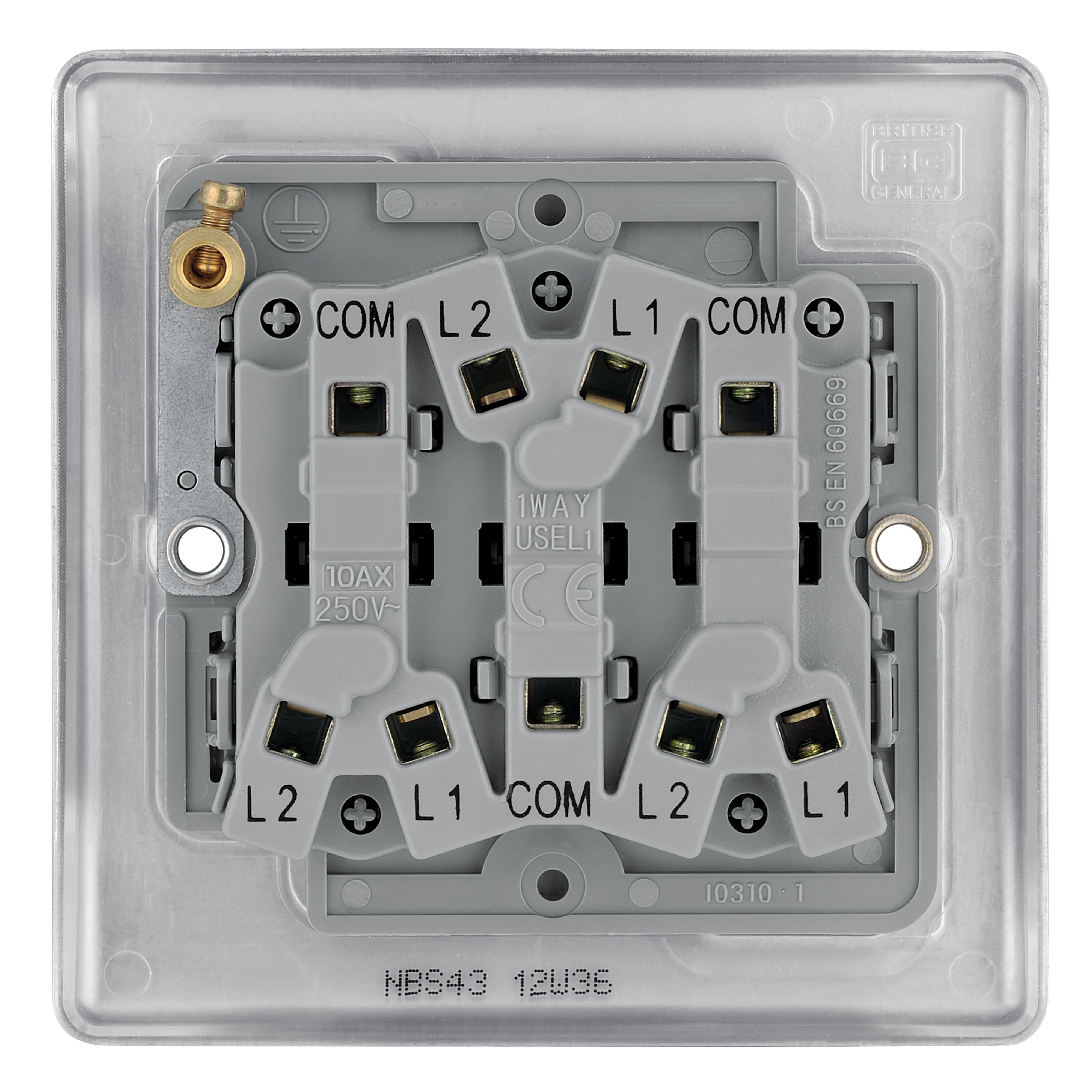 BG Brushed Steel 20A 2 way 3 gang Light Switch