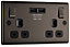 BG Double 13A Switched Gloss Black Socket with USB x2 3.1A