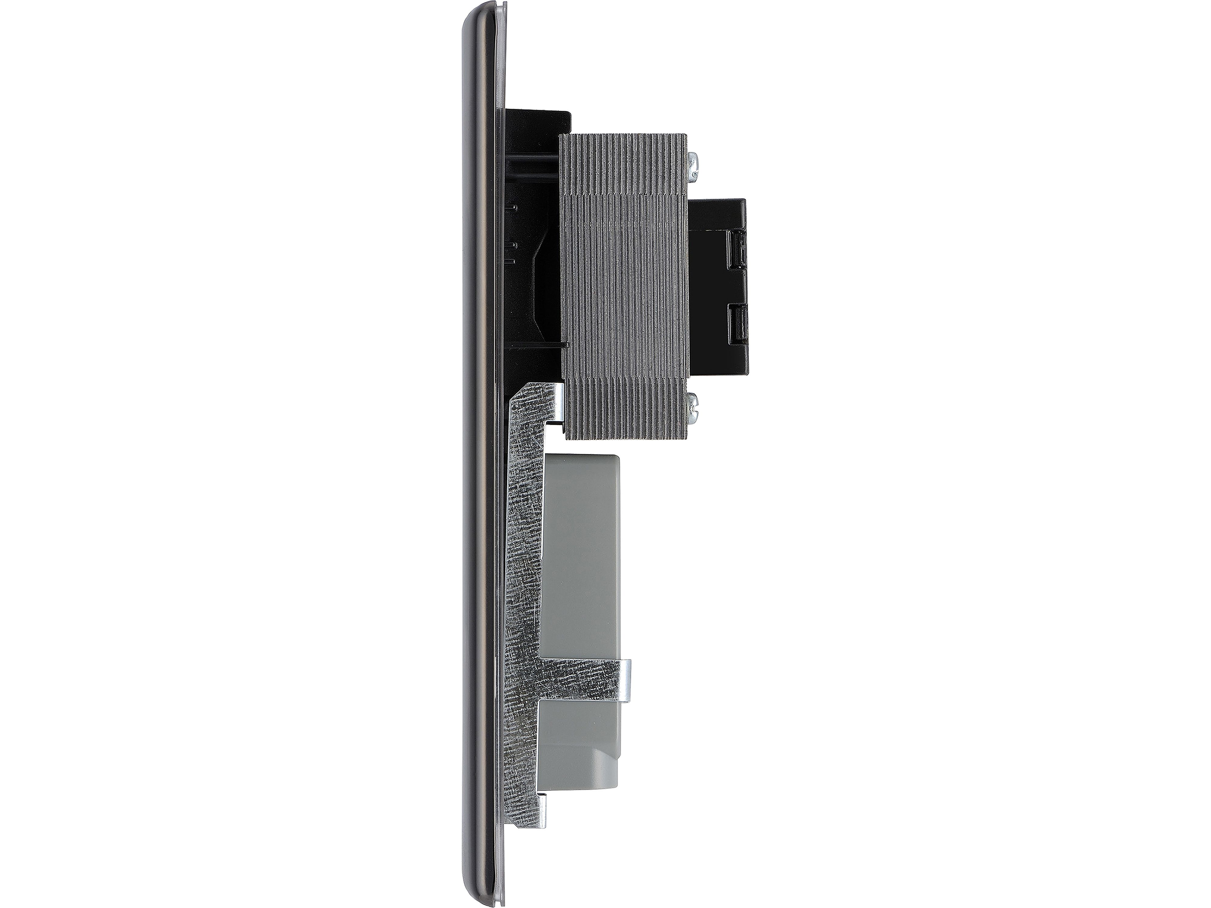BG Double Raised slim Screwed Shaver socket Gloss Black Nickel effect